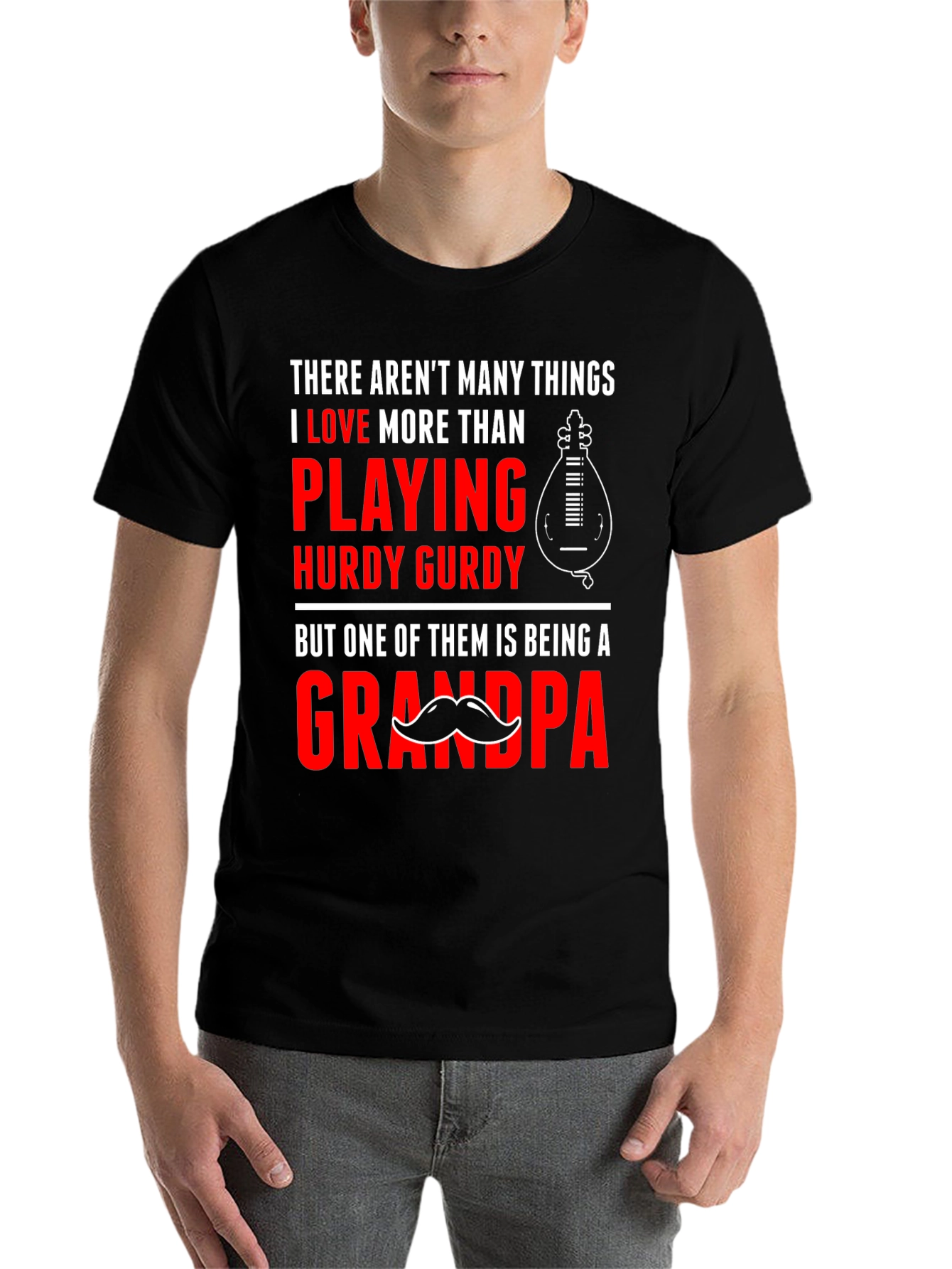Black Hurdy Gurdy Grandpa T-Shirt view 7