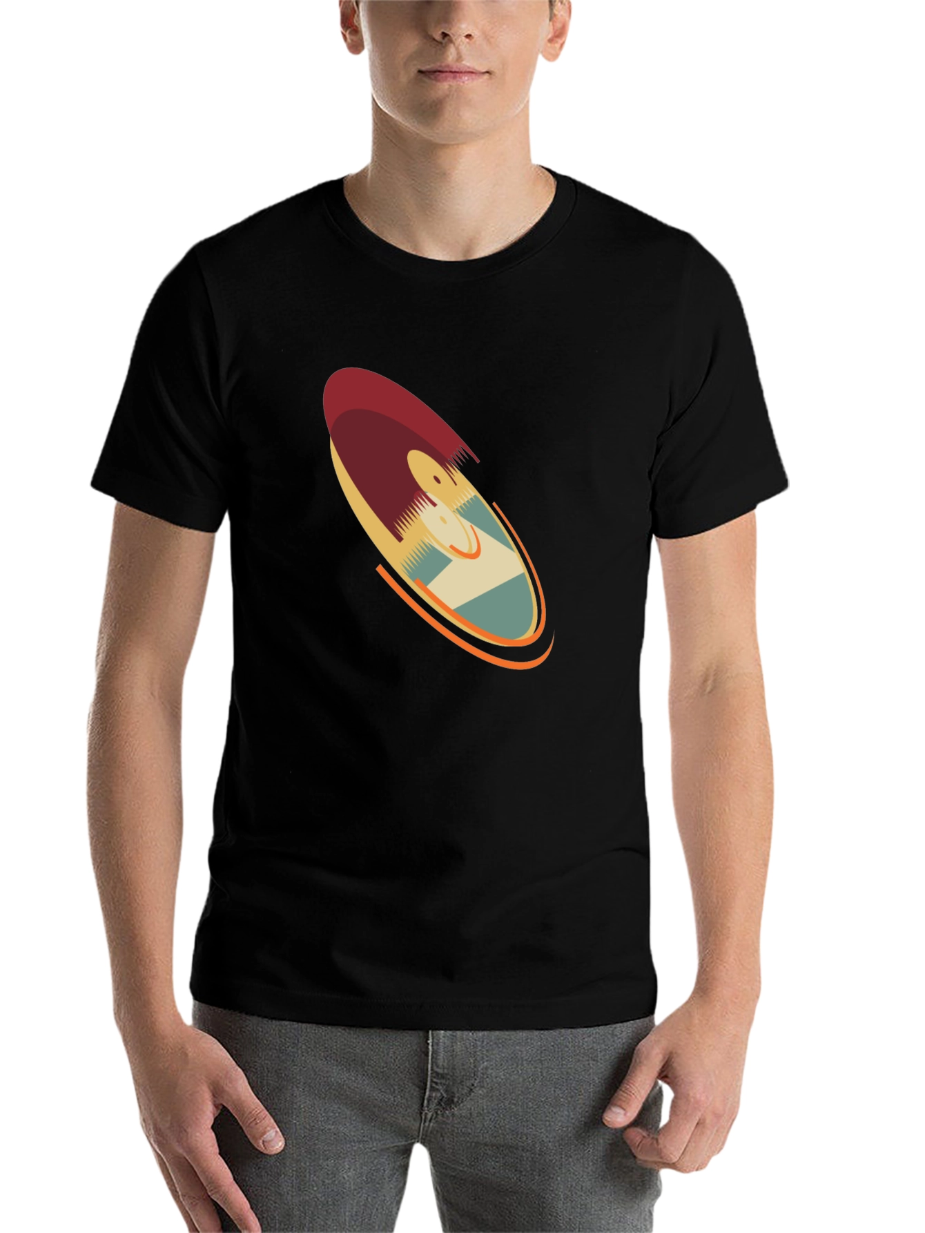 Black Retro Surfboard Graphic Tee - Black Cotton T-Shirt view 7