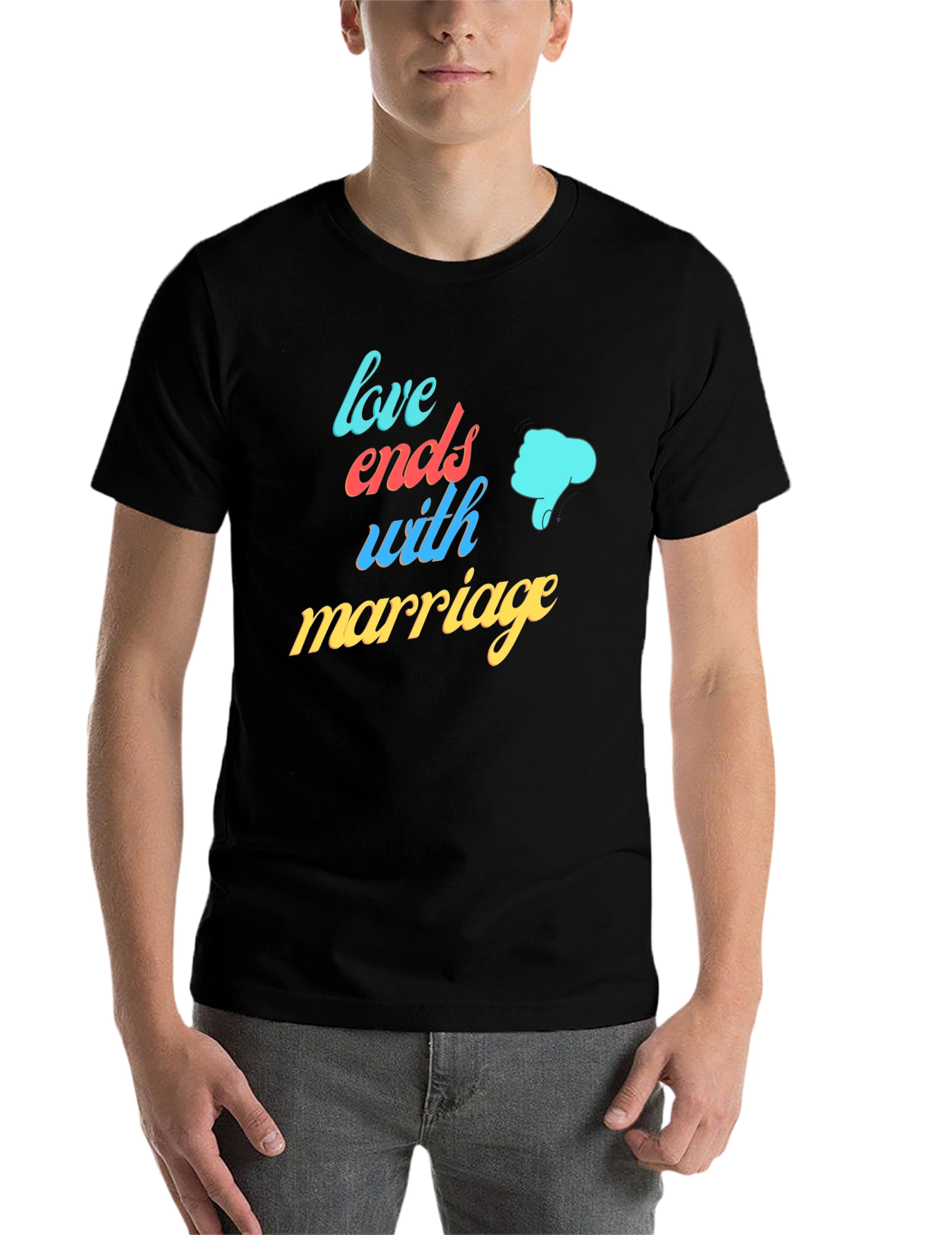 Black Love Ends with Marriage Humor T-Shirt view 7