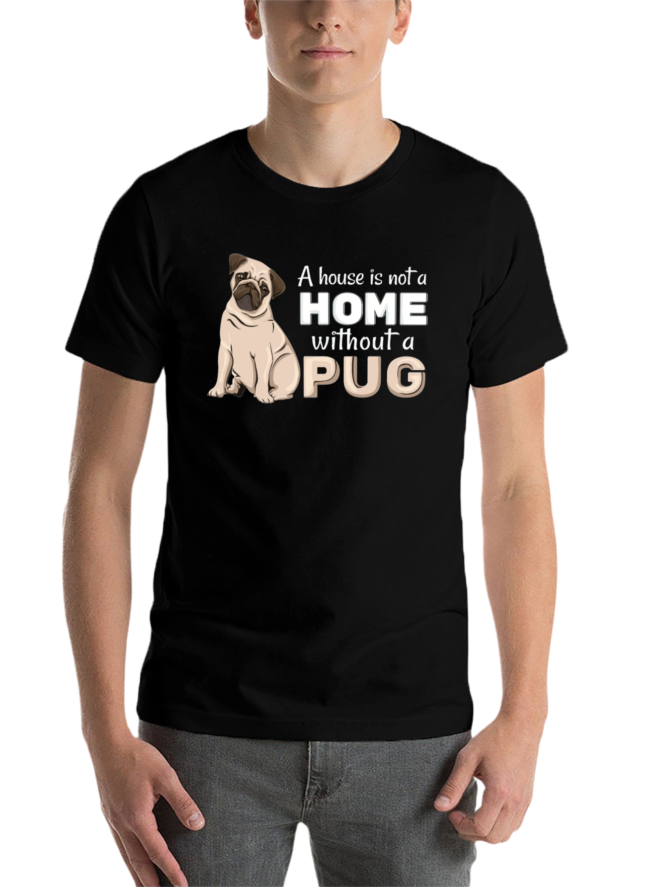 Black Pug Lover T-Shirt: Home Is Where My Pug Is! view 7