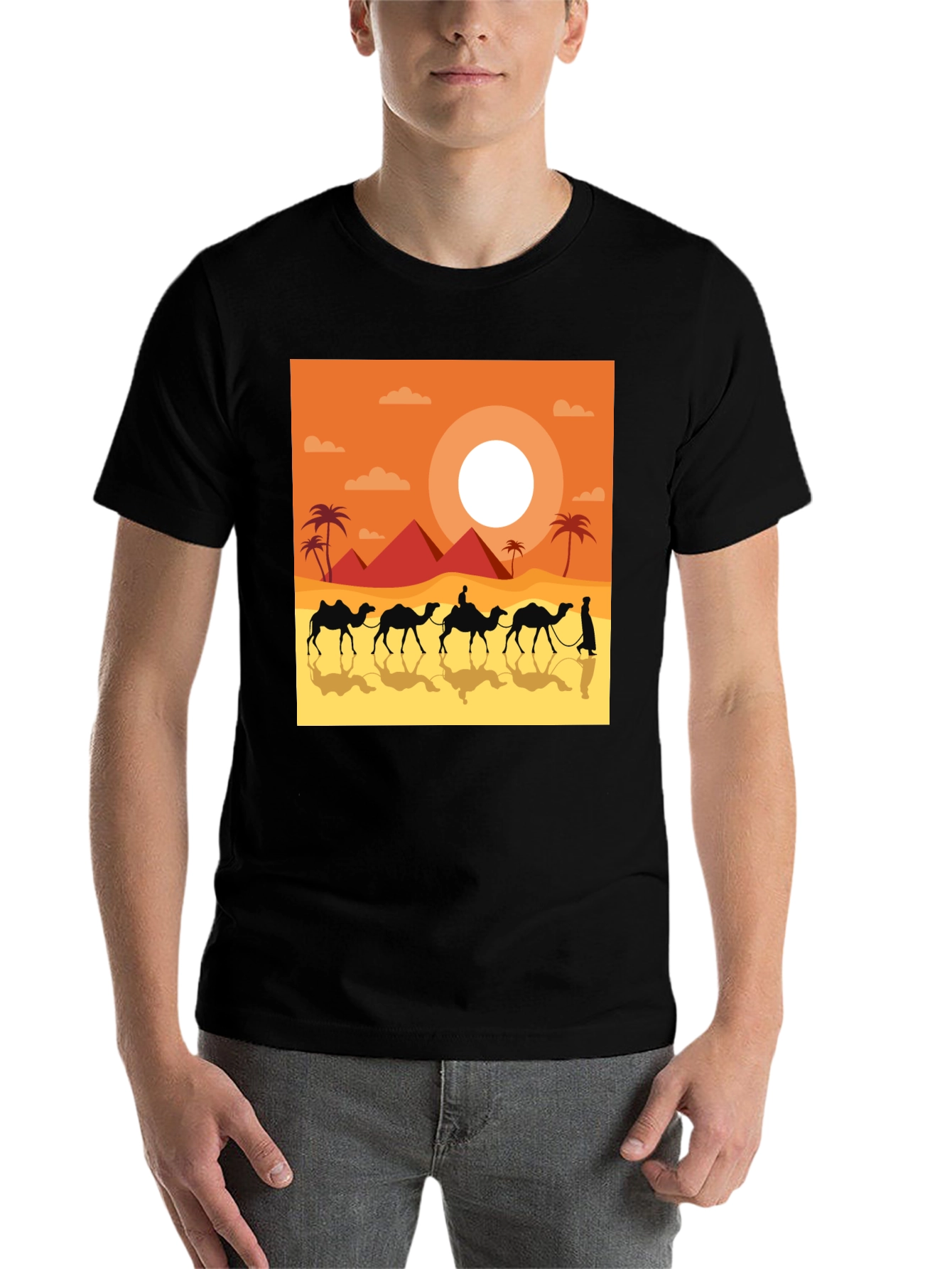 Black Desert Caravan Graphic Tee - Unisex Black T-Shirt view 7