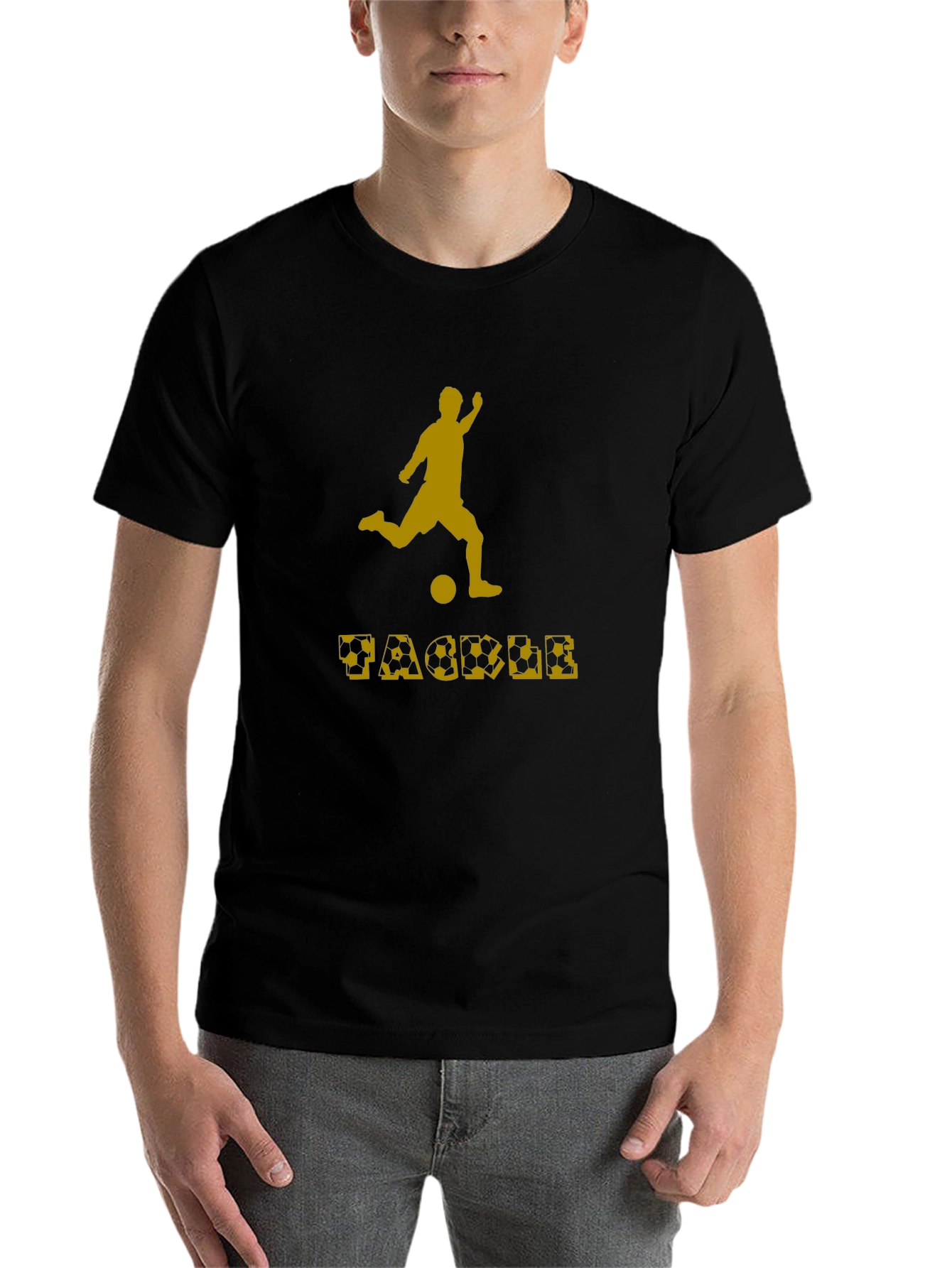 Black Soccer Tackle Graphic T-Shirt view 7