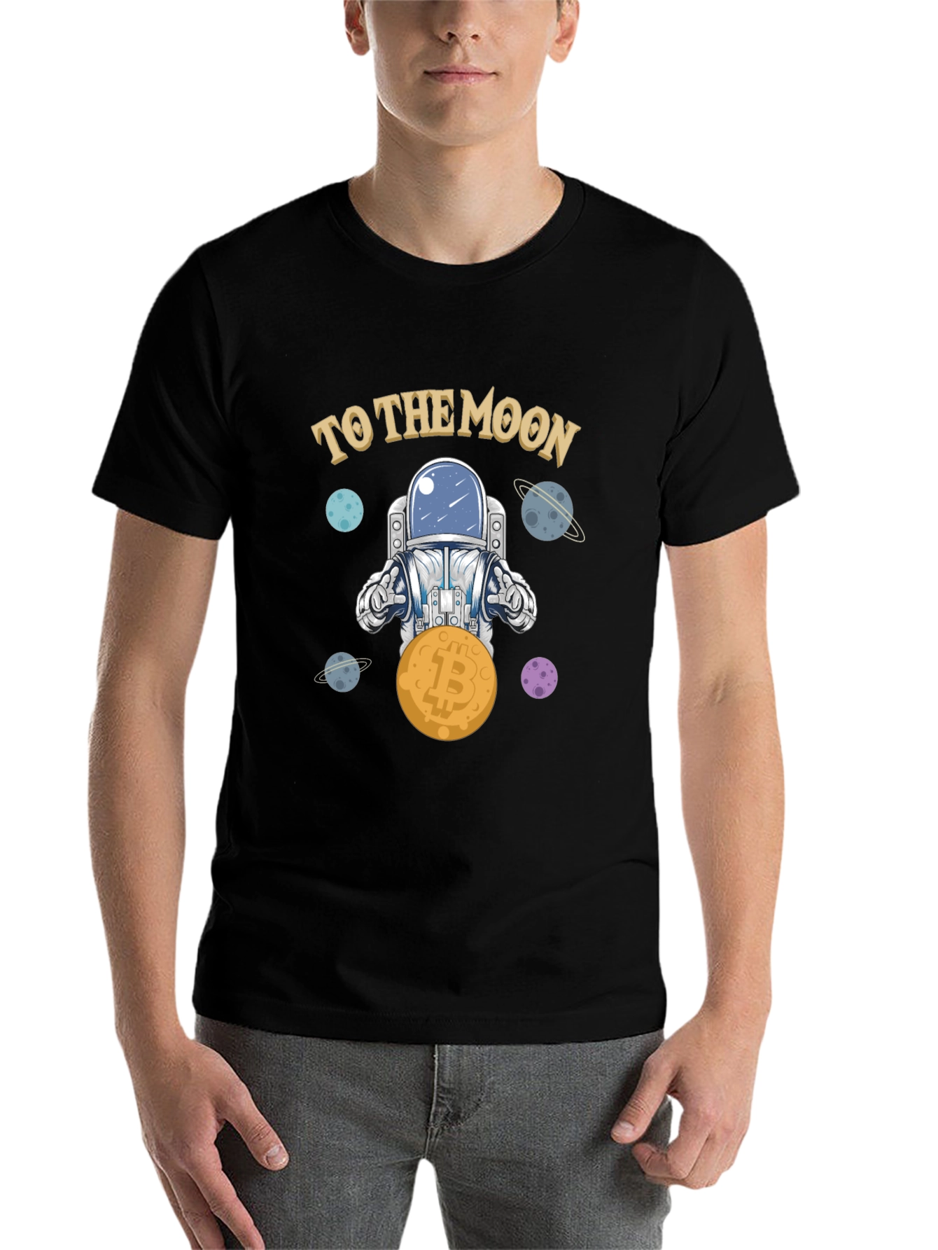 Black Bitcoin Astronaut T-Shirt - To The Moon Crypto Tee view 7
