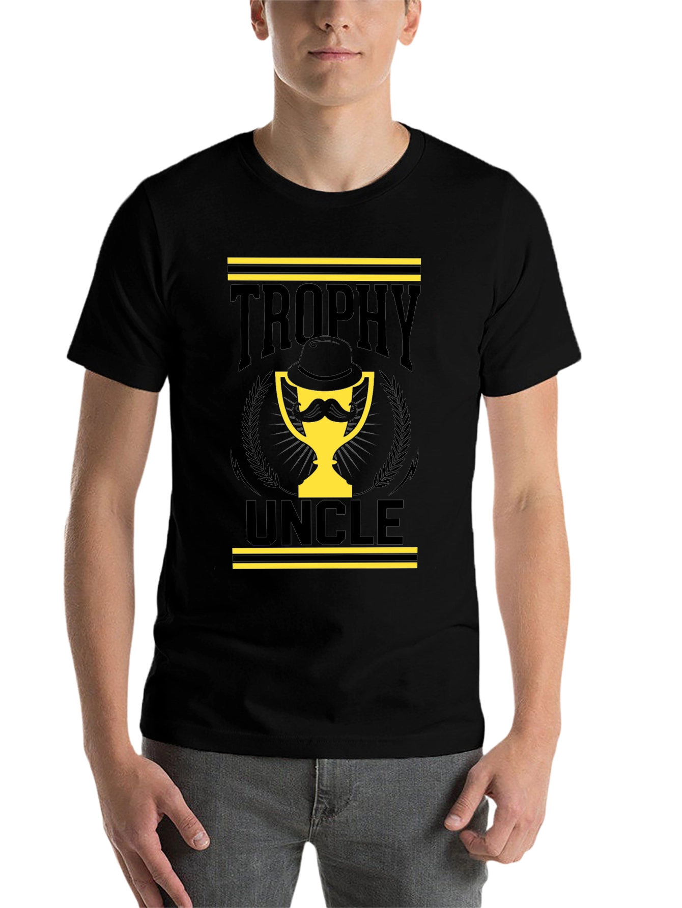 Black Trophy Uncle Graphic Tee - Black Cotton T-Shirt view 7