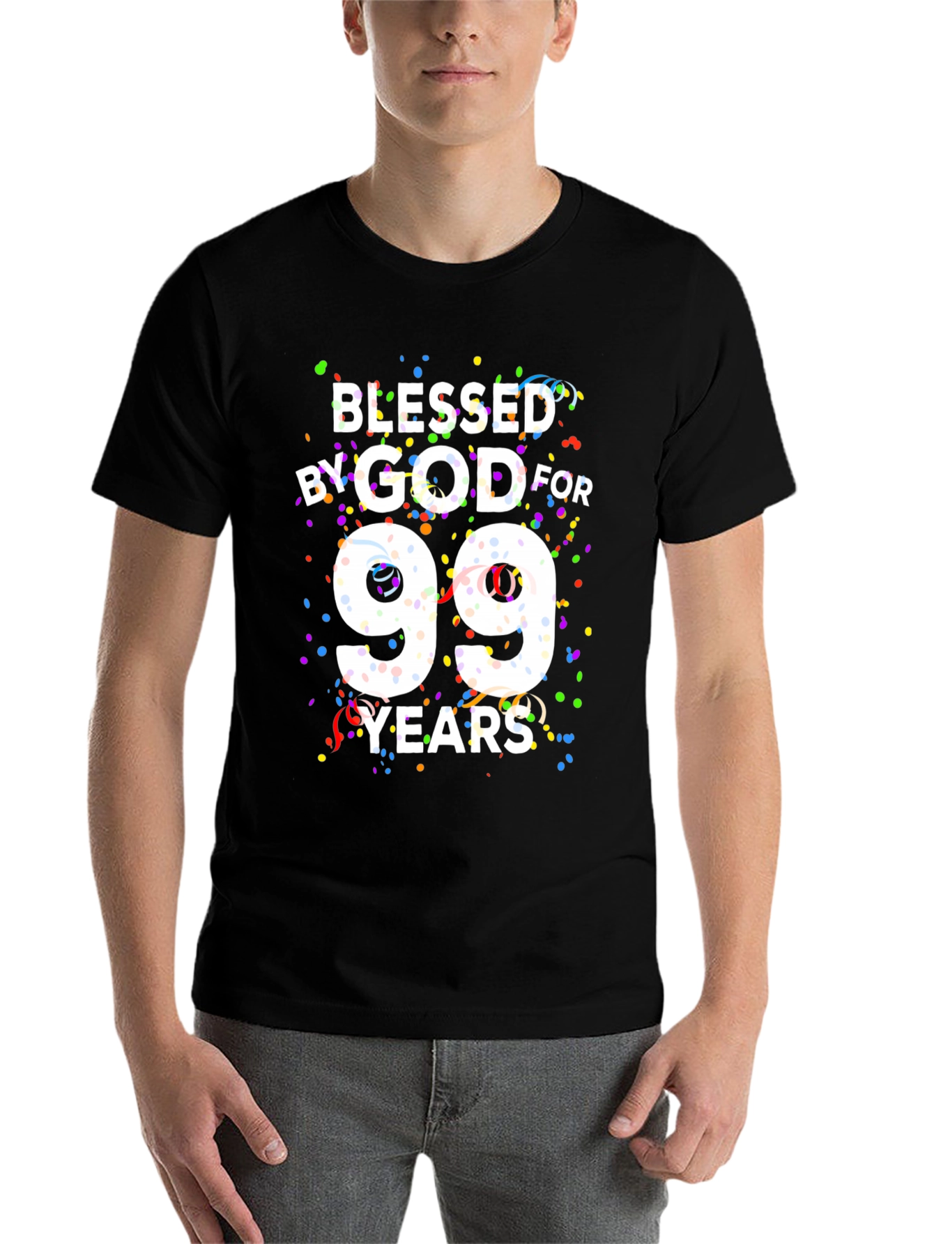 Black Blessed By God For 99 Years Black T-Shirt view 7