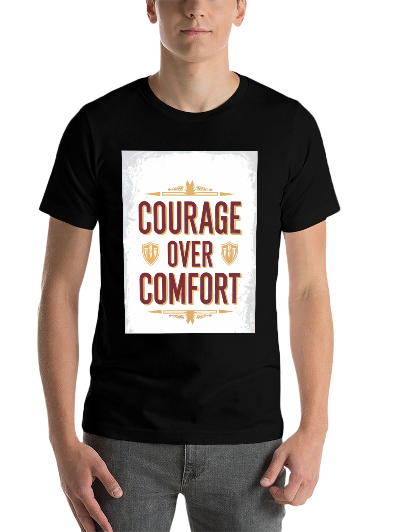 Black Courage Over Comfort Graphic Tee - Motivational Design view 7