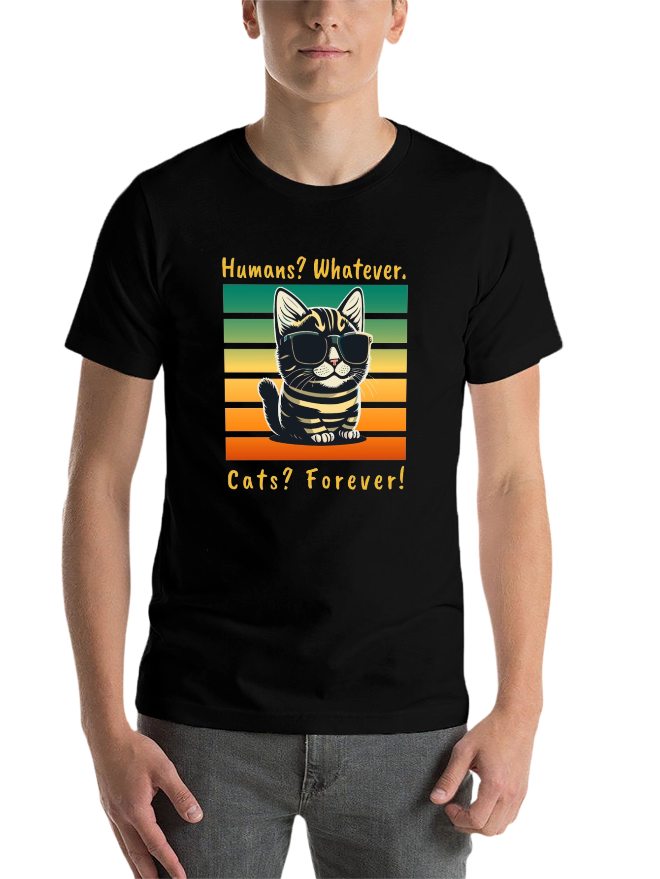 Black Humans Whatever Cats Forever T-Shirt view 7