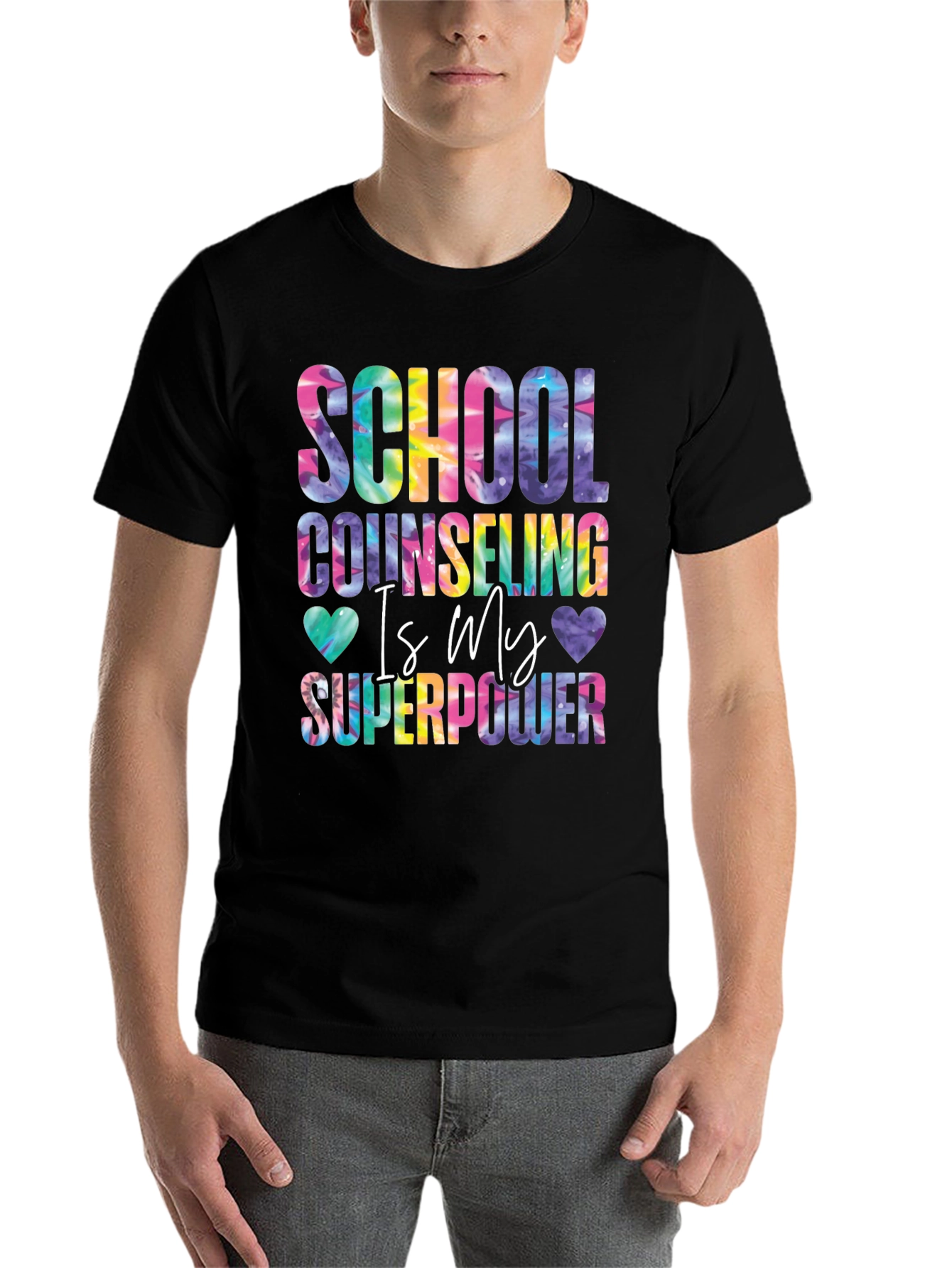 Black School Counselor Superpower Tie Dye Graphic Tee view 7
