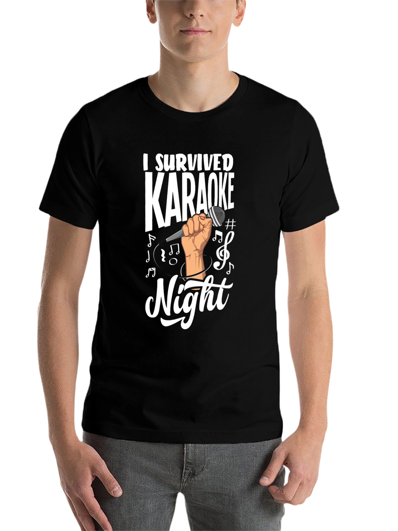 Black I Survived Karaoke Night Graphic T-Shirt view 7