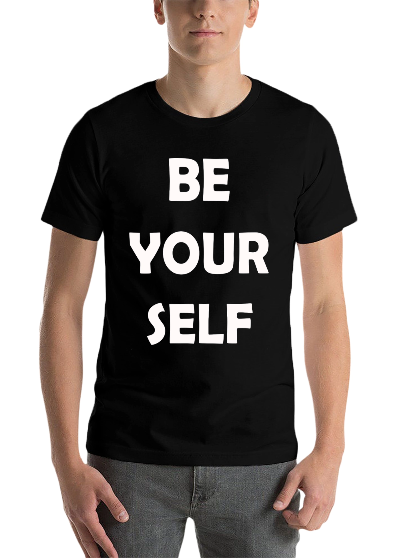 Black Be Yourself Graphic Tee - Soft Cotton Blend Comfort view 7