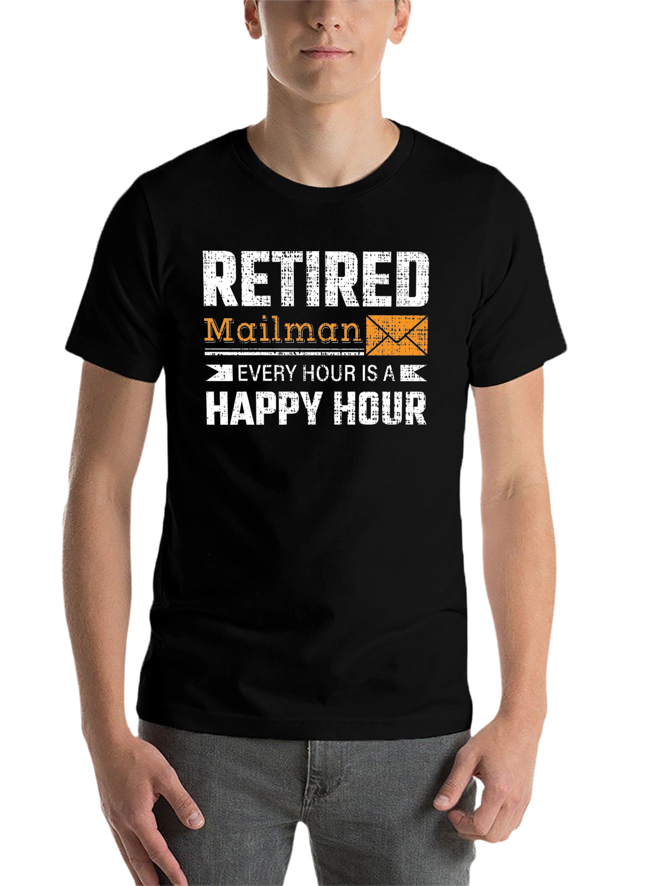 Black Retired Mailman Happy Hour Graphic Tee view 7
