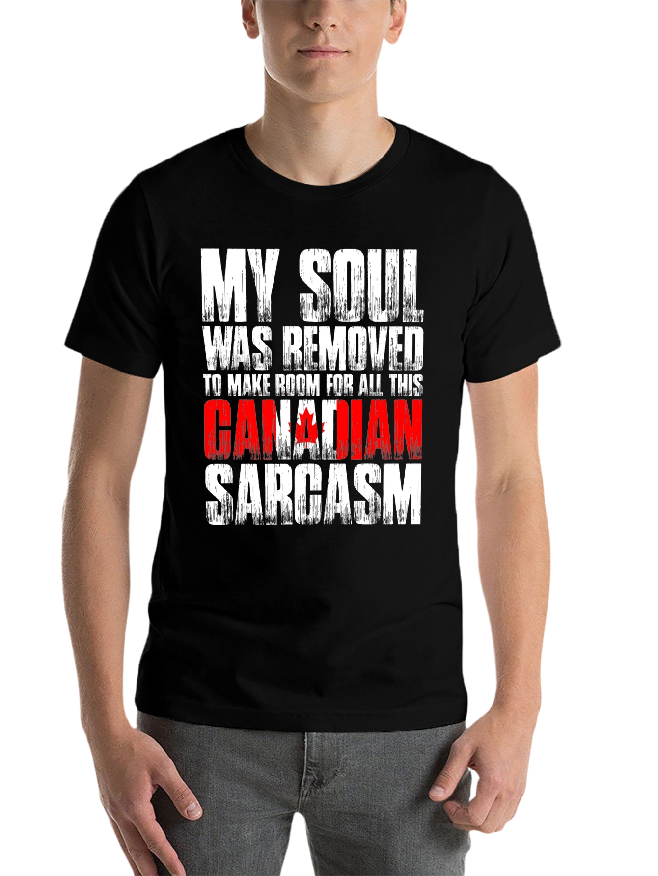 Black Canadian Sarcasm T-Shirt Funny Humor Graphic Tee view 7