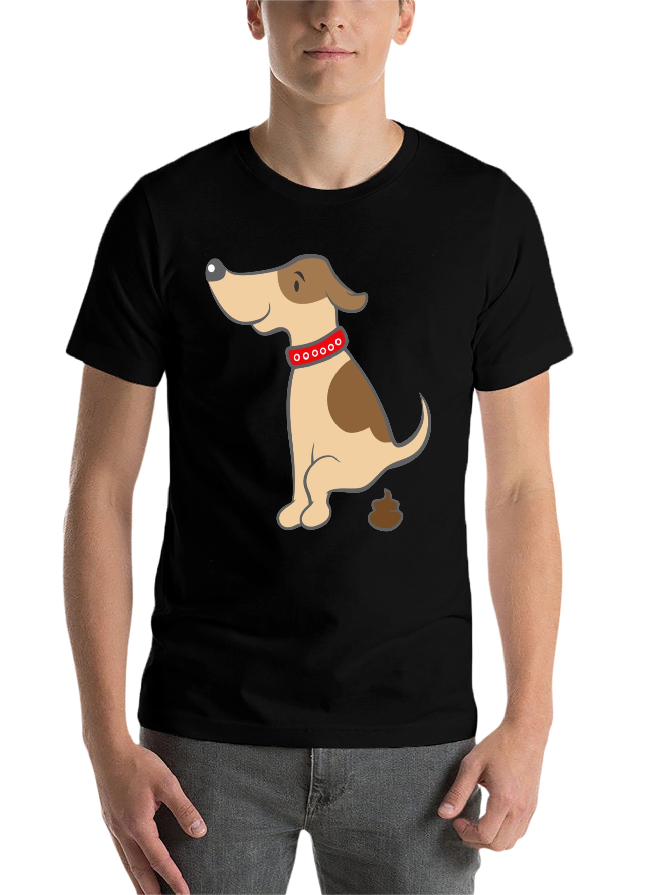 Black Funny Dog Poop Cartoon Black T-Shirt view 7