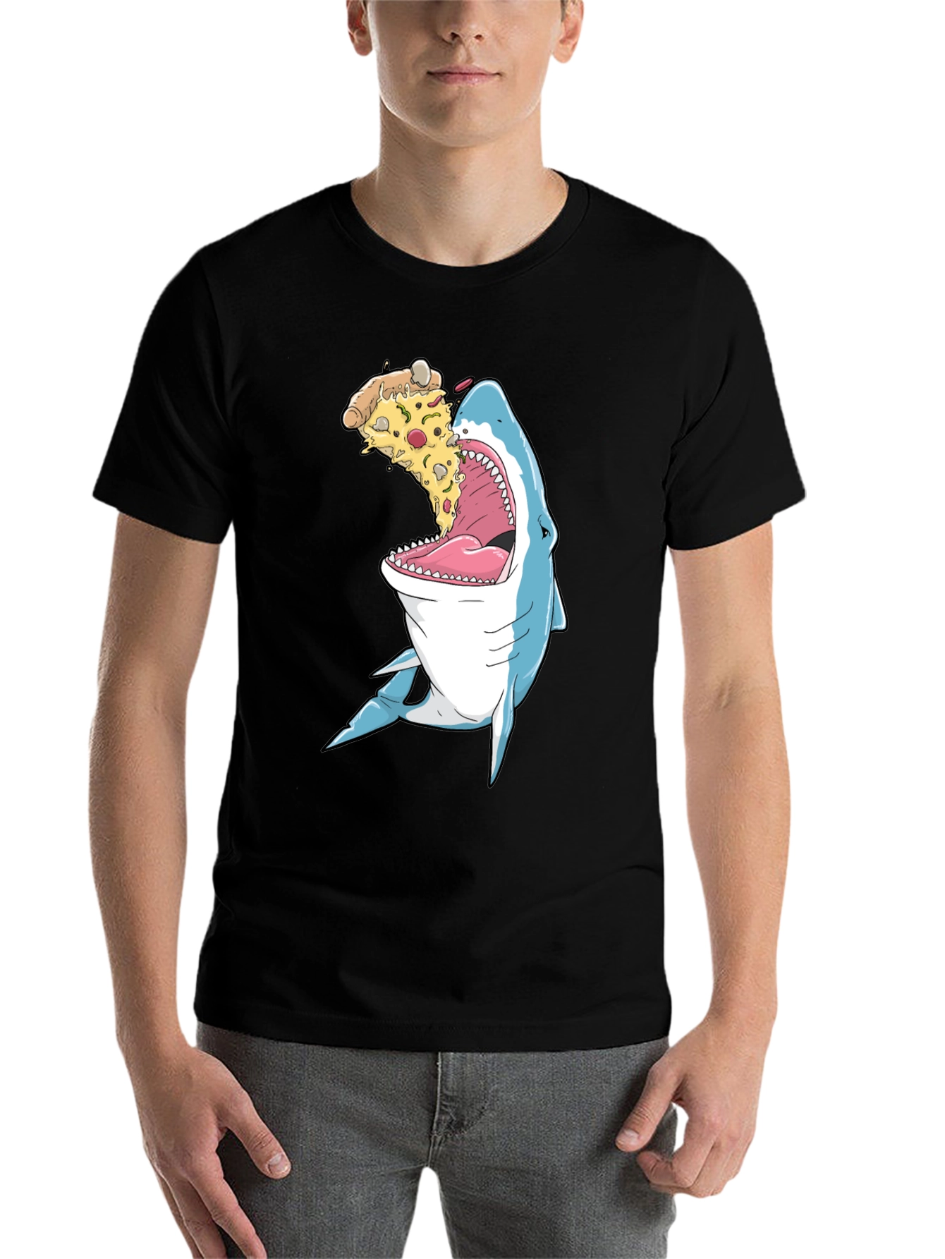 Black Shark Pizza T-Shirt view 7
