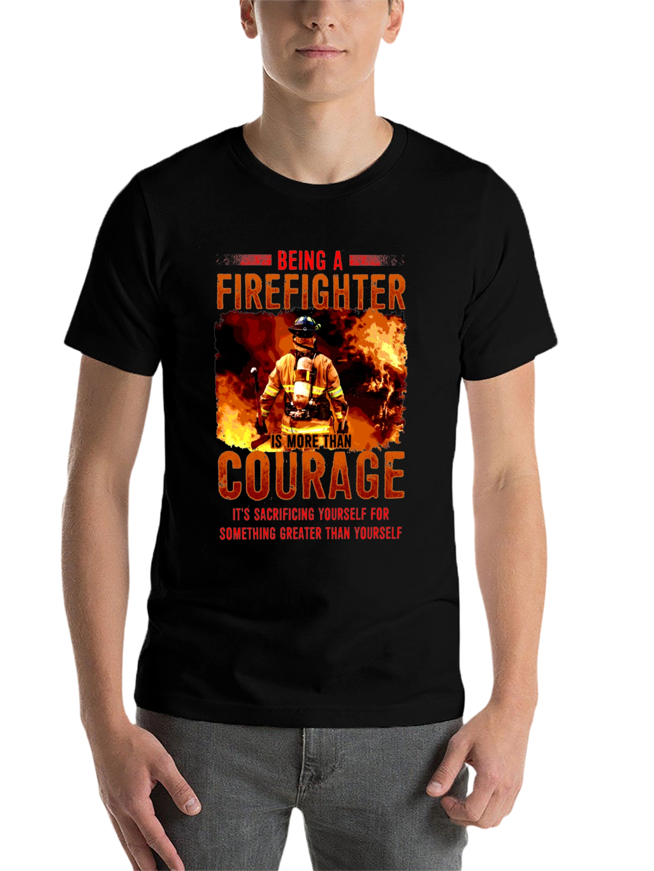 Black Firefighter Courage T-Shirt view 7
