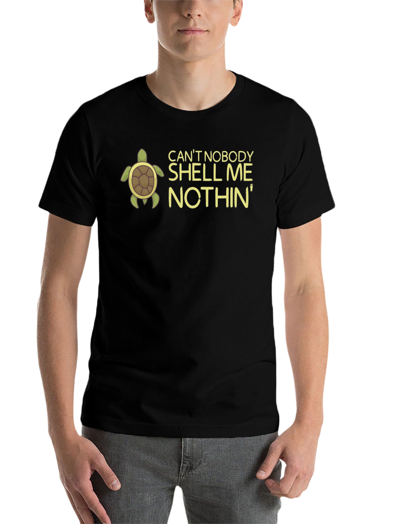 Black Can't Nobody Shell Me Nothin' Turtle Graphic T-Shirt view 7