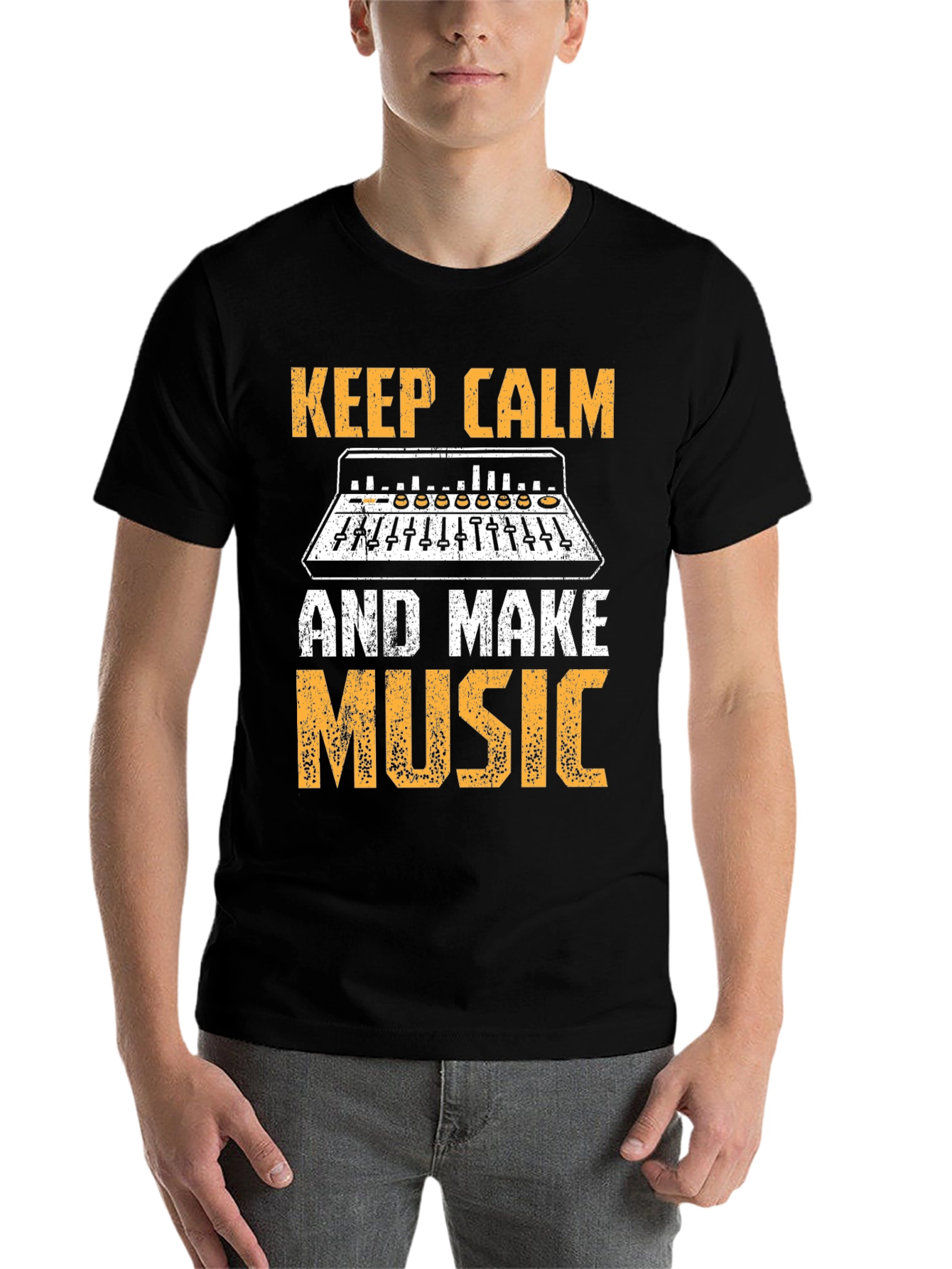 Black Keep Calm and Make Music T-Shirt view 7