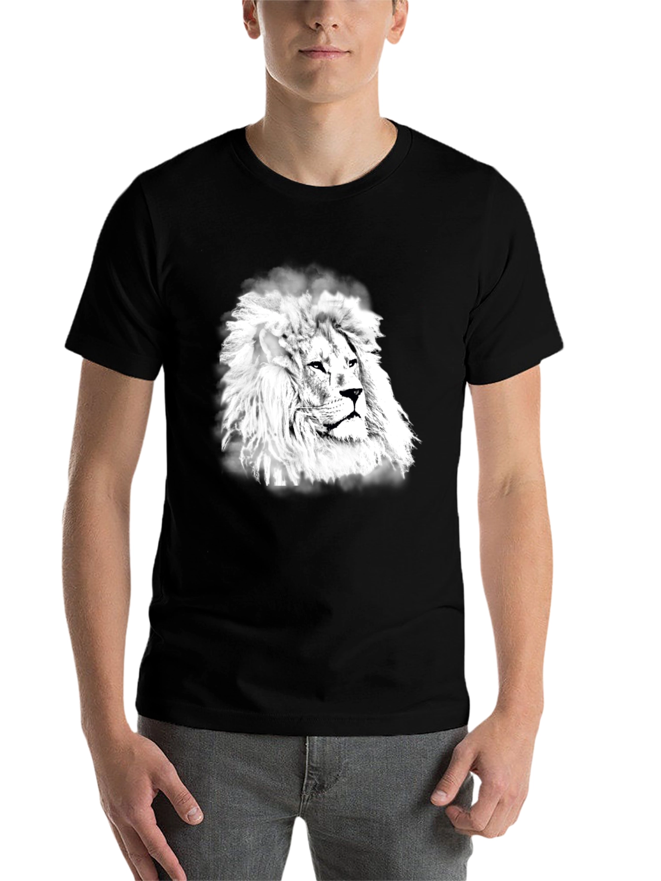 Black Lion Graphic Print Black T-Shirt view 7