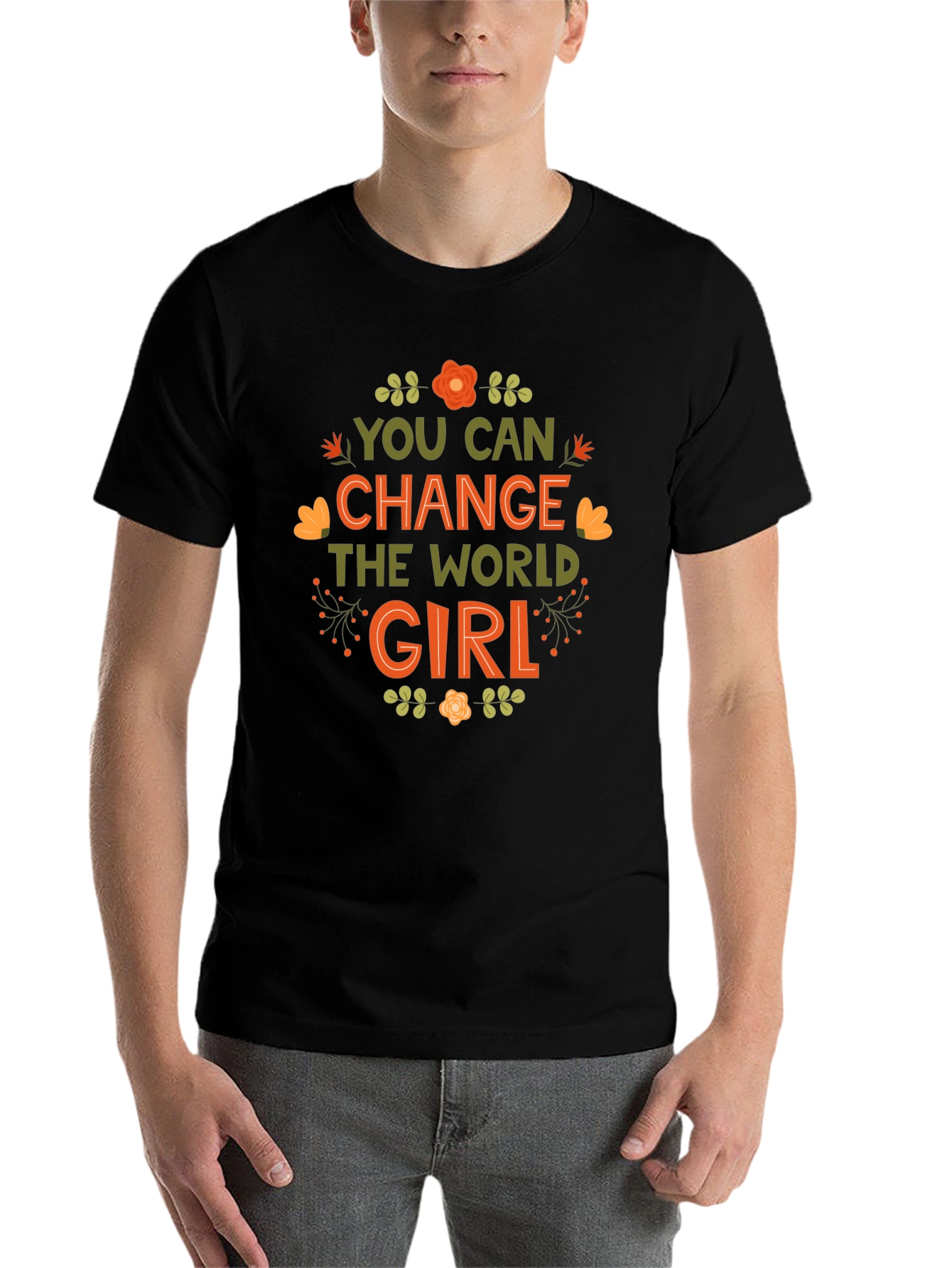 Black You Can Change the World Girl T-Shirt view 7