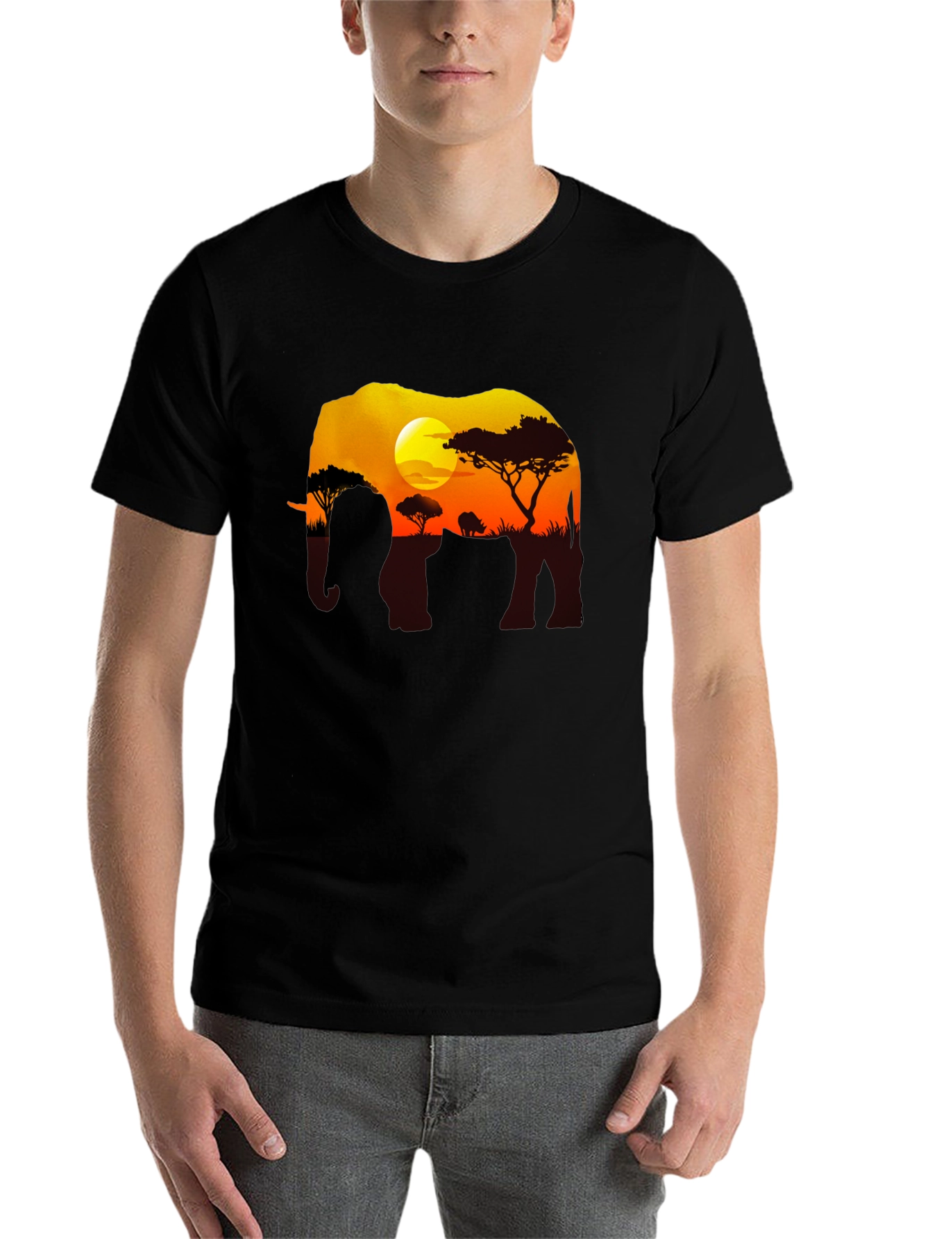 Black Elephant Sunset Graphic Tee - Black Safari Shirt view 7