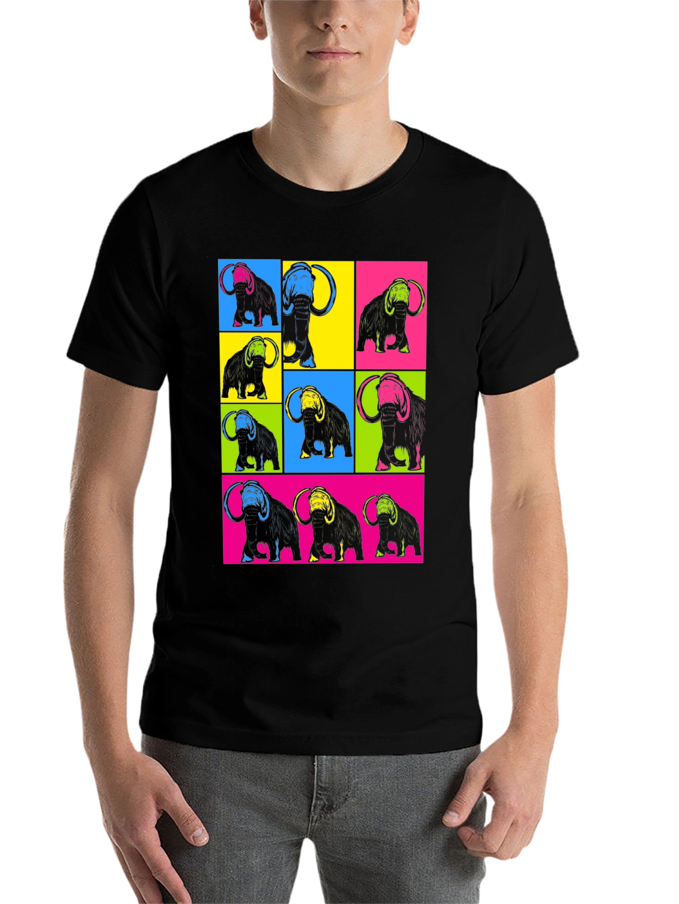 Black Pop Art Mammoth T-Shirt - Black view 7
