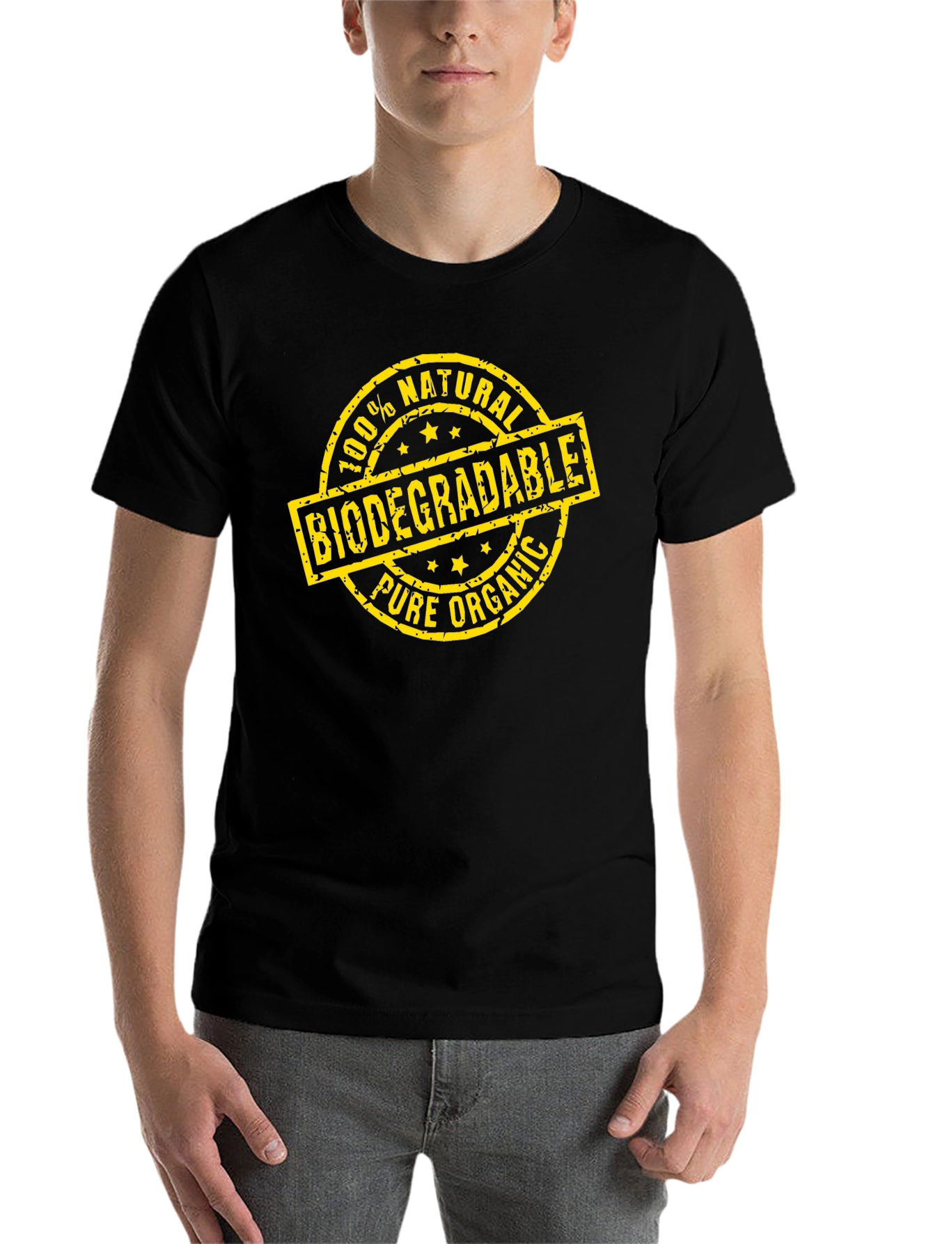 Black Biodegradable Organic Cotton T-Shirt view 7