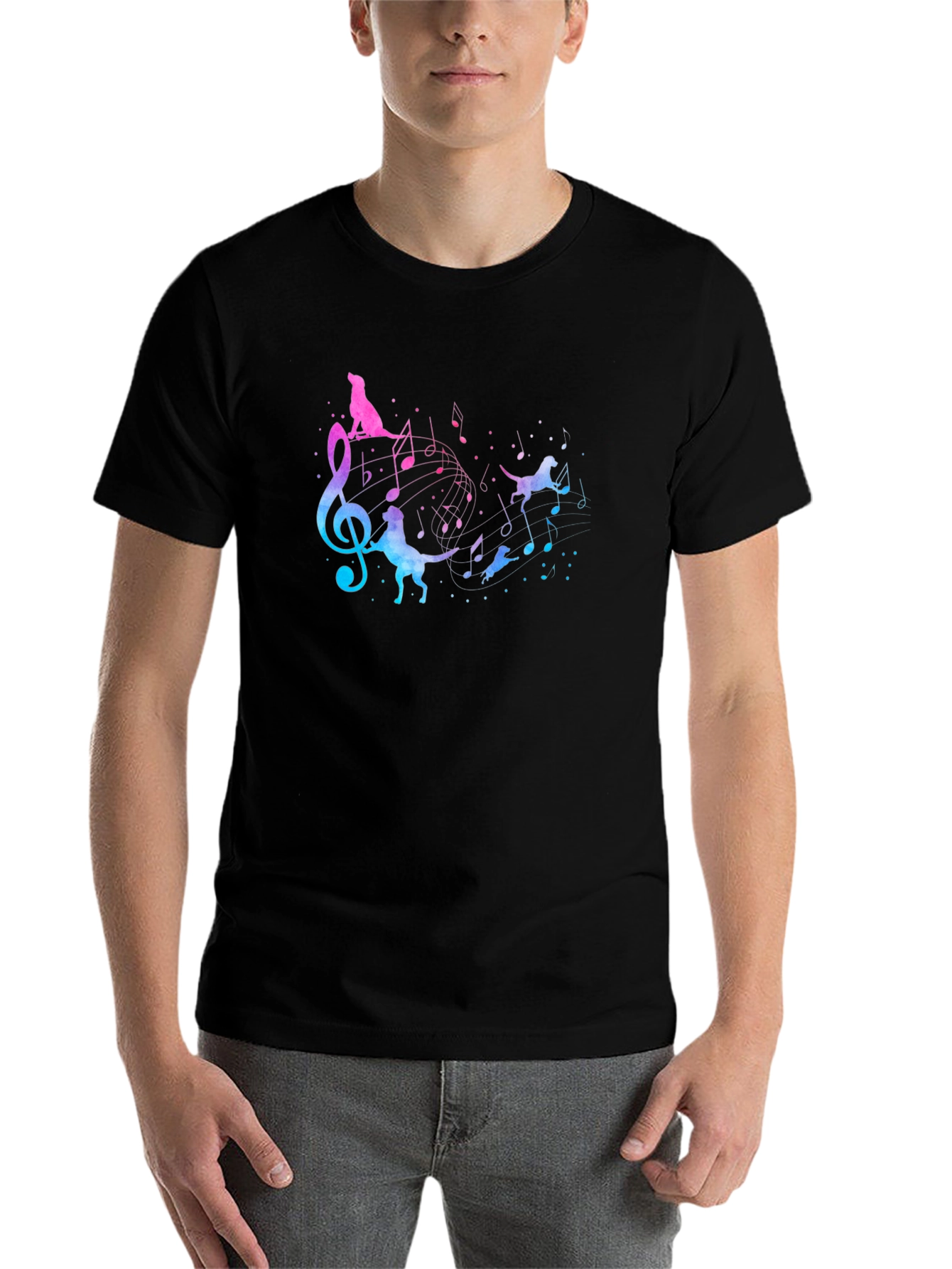 Black Dog Music Lover Black T-Shirt view 7