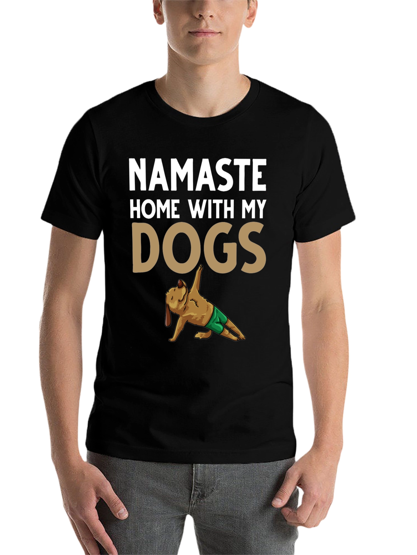 Black Namaste Home With My Dogs Graphic Tee view 7