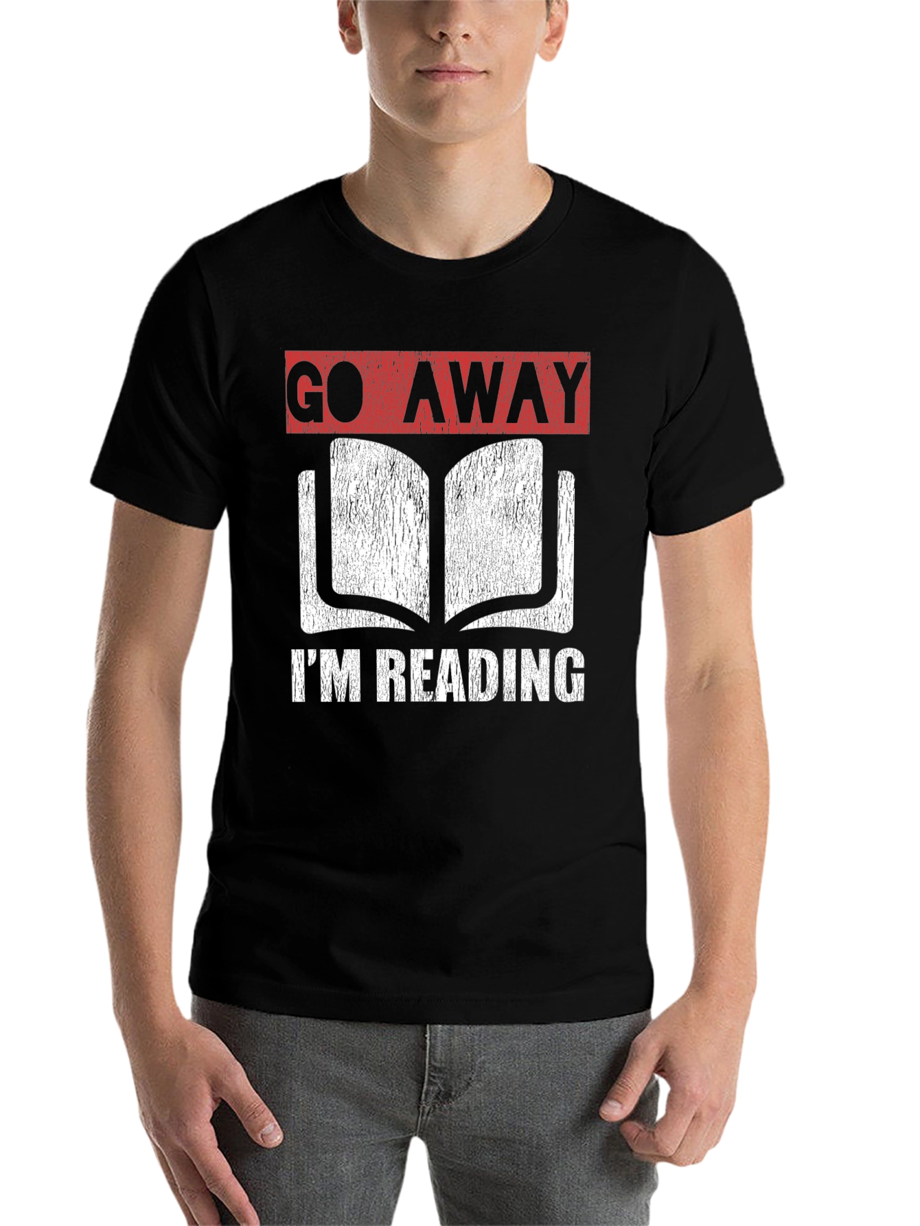 Black Go Away I'm Reading Graphic T-Shirt - Book Lover Tee view 7