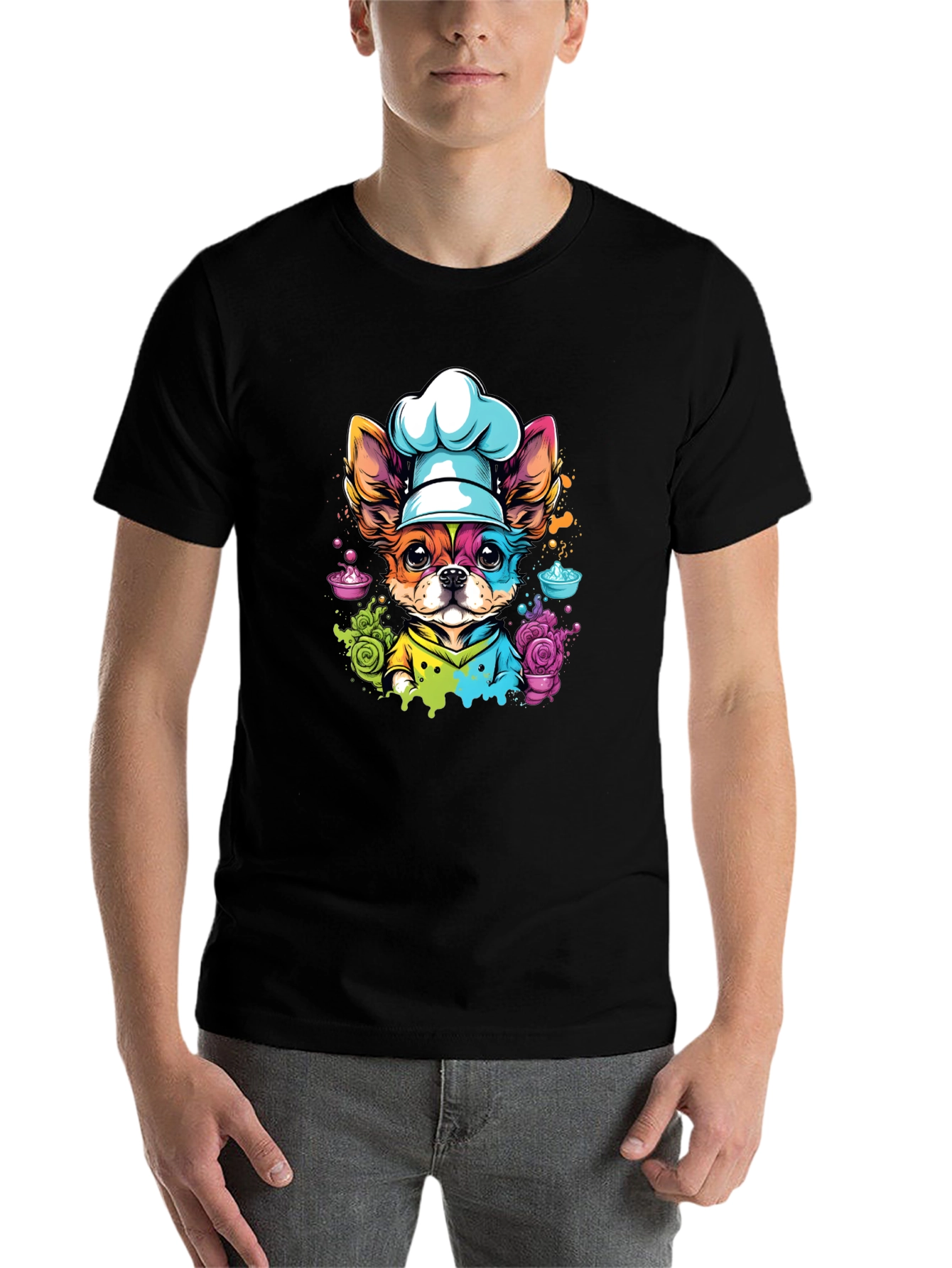 Black Chef Dog Graphic T-Shirt - Cute & Unique view 7