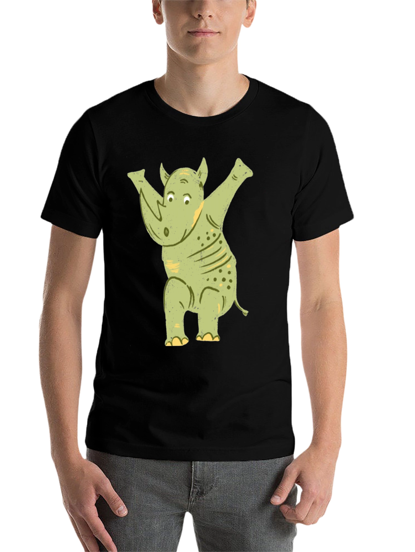 Black Funny Rhino Dab T-Shirt view 7