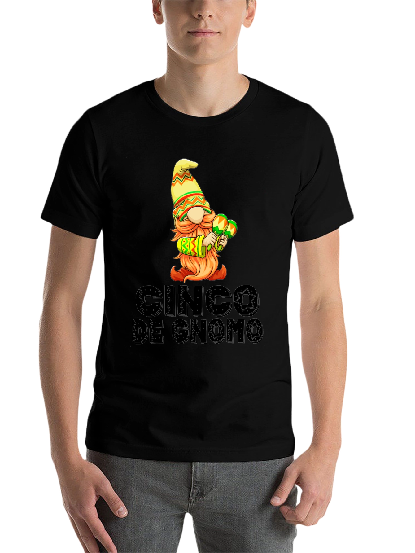 Black Cinco de Gnomo Graphic T-Shirt - Festive Fun view 7