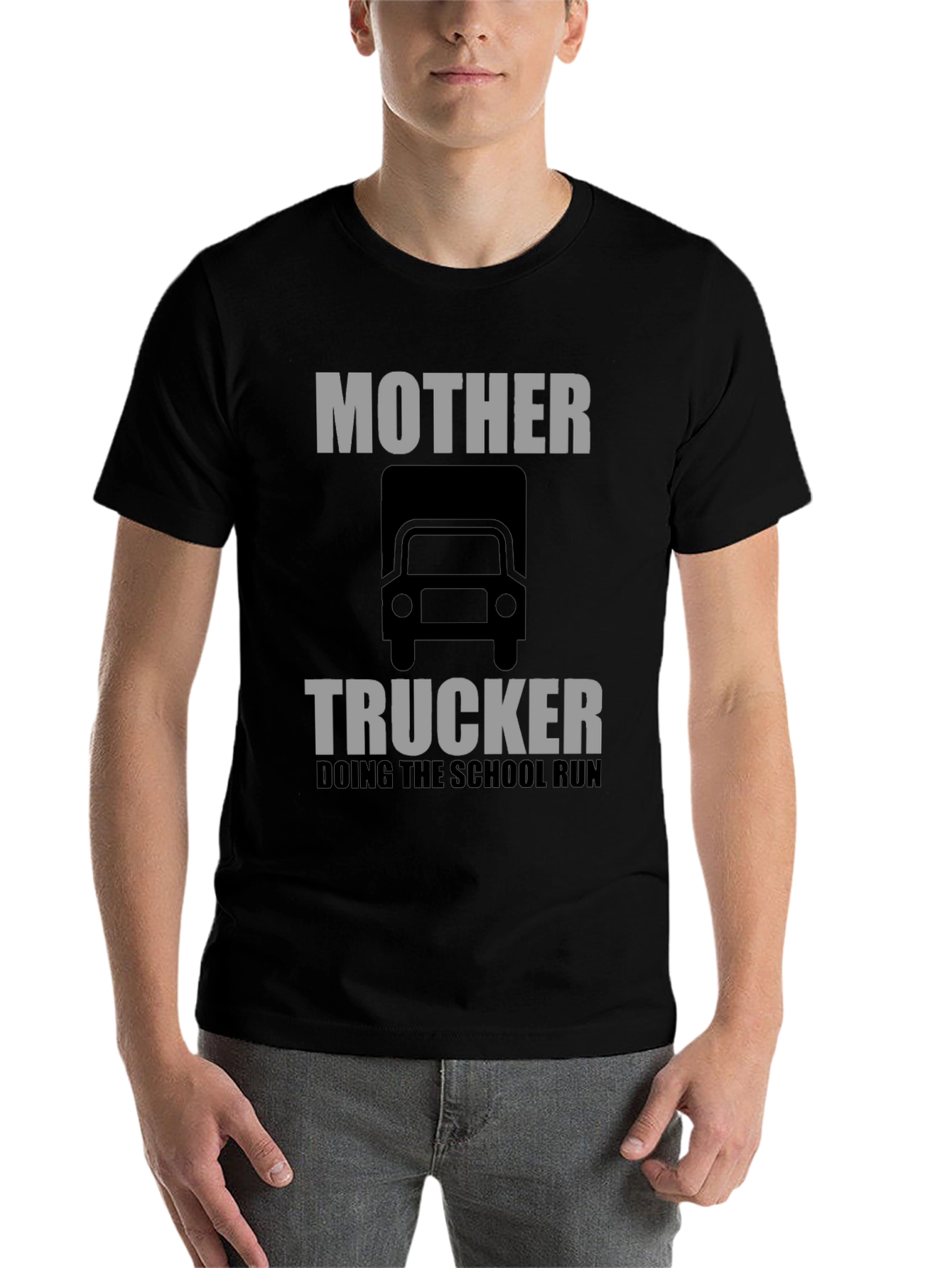 Black Mother Trucker T-Shirt: Doing the School Run Funny Tee view 7