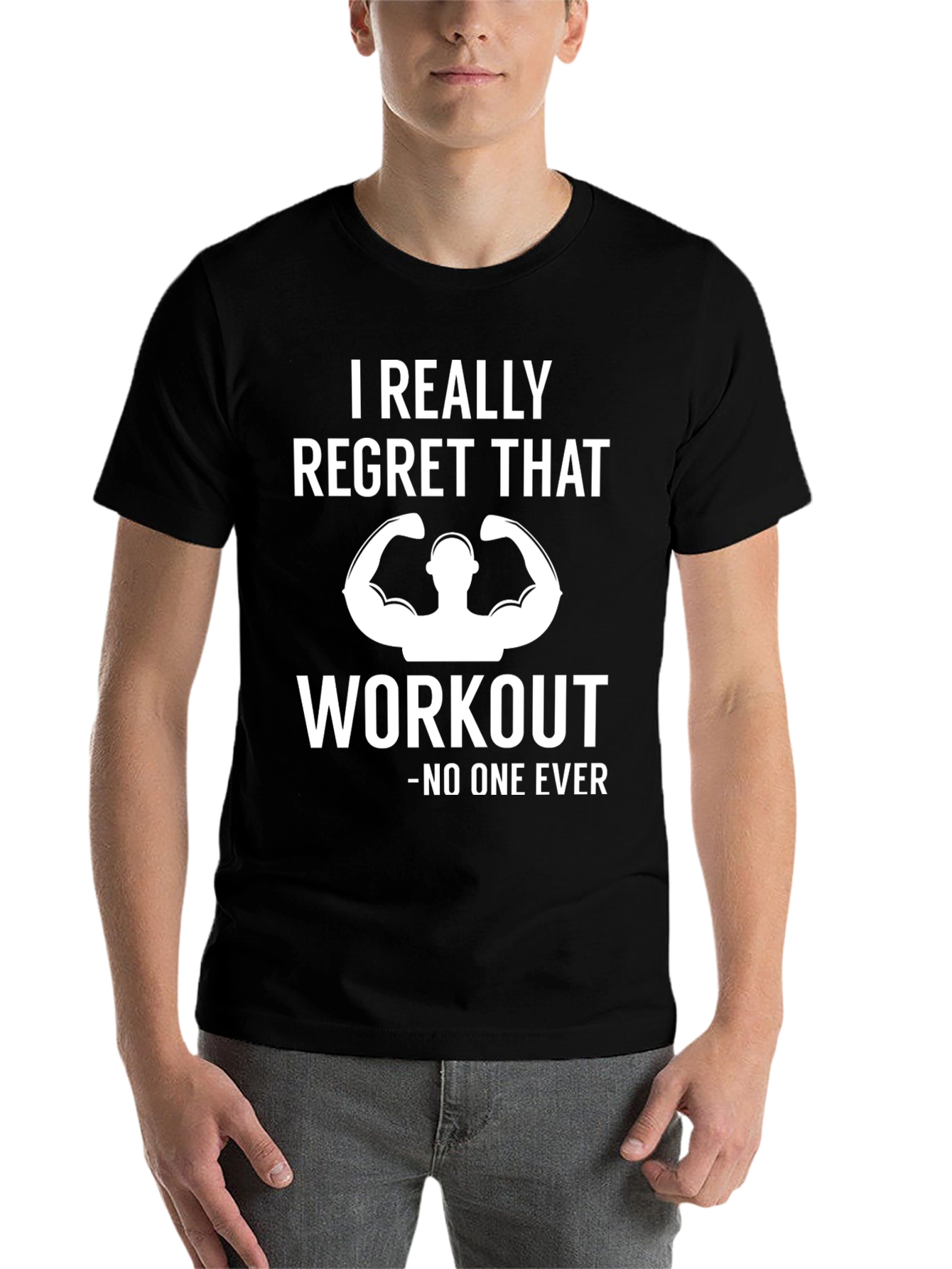 Black Funny Workout Gym T-Shirt - No Regrets view 7