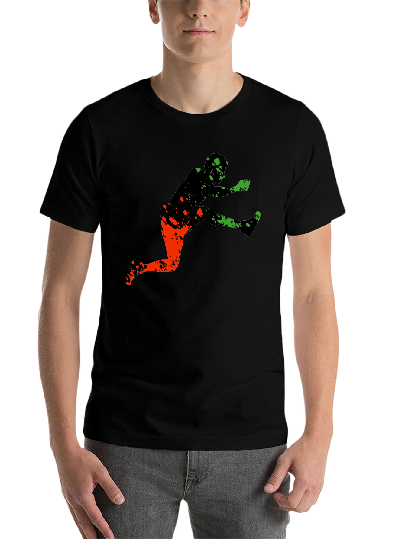 Black Athletic Graphic Tee - Leap Over Obstacles in Style view 7