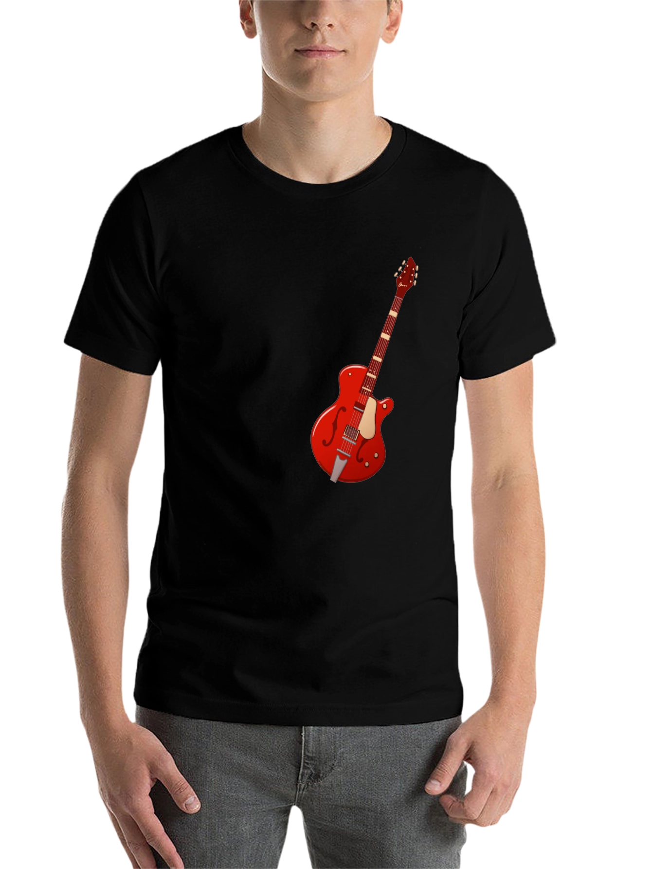 Black Guitar T-Shirt - Music Lover Tee view 7