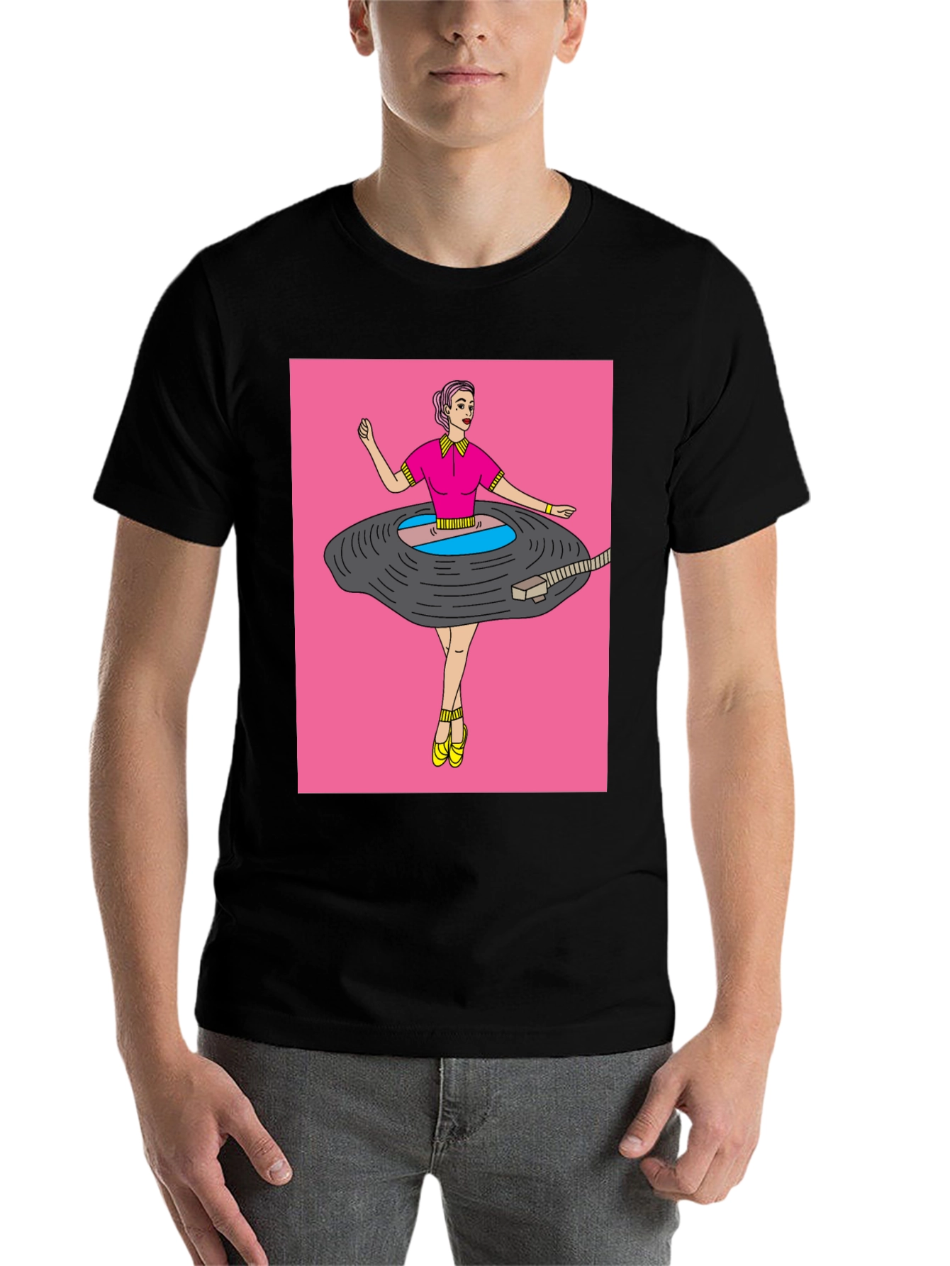 Black Funky Graphic Tee - Vinyl Record Dancer view 7