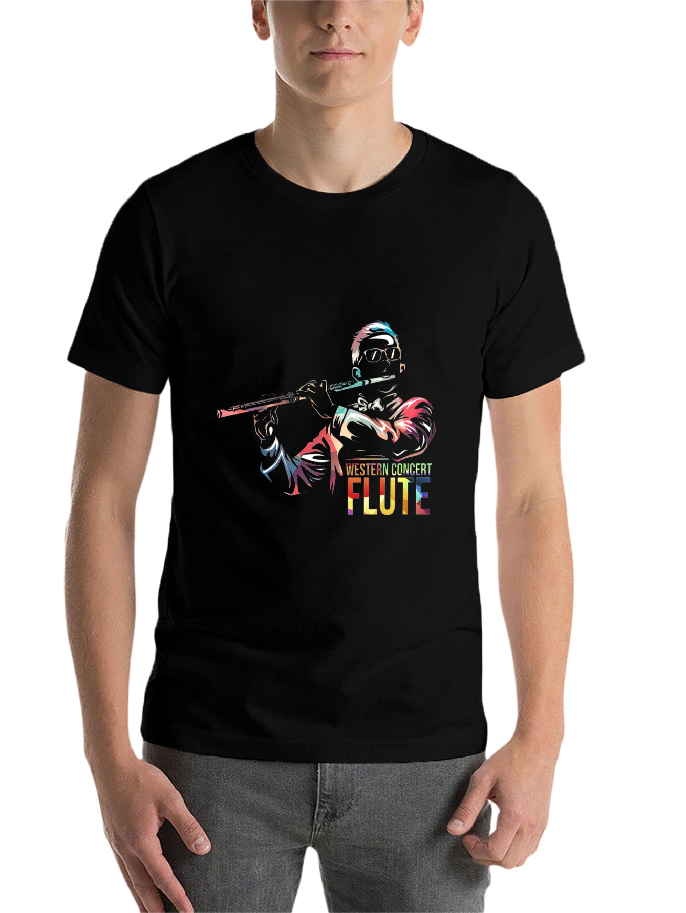 Black Concert Flute Graphic Tee - Music Lover's T-Shirt view 7