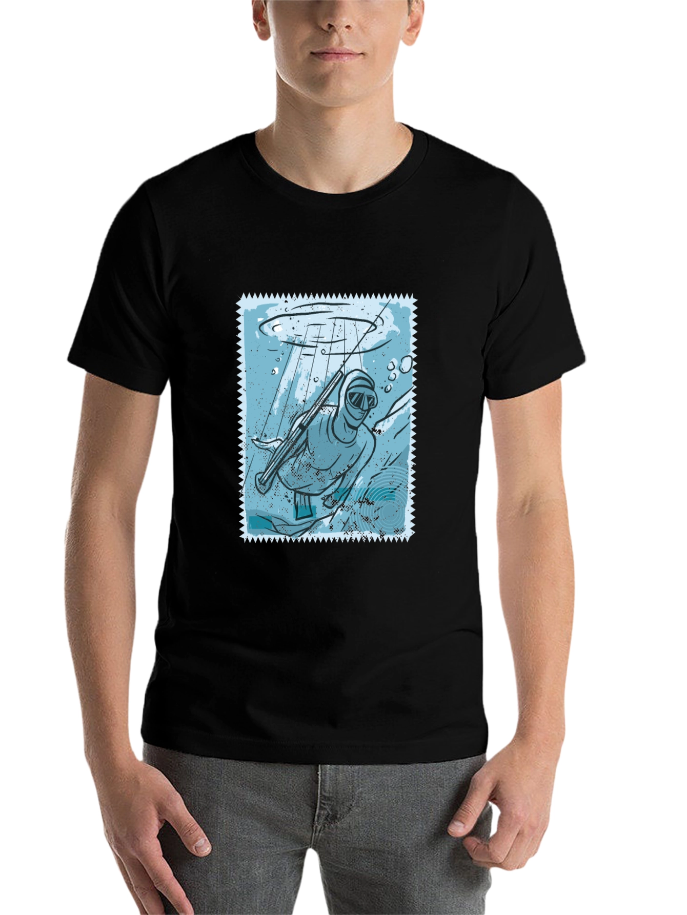 Black Spearfishing Stamp Tee - Black view 7