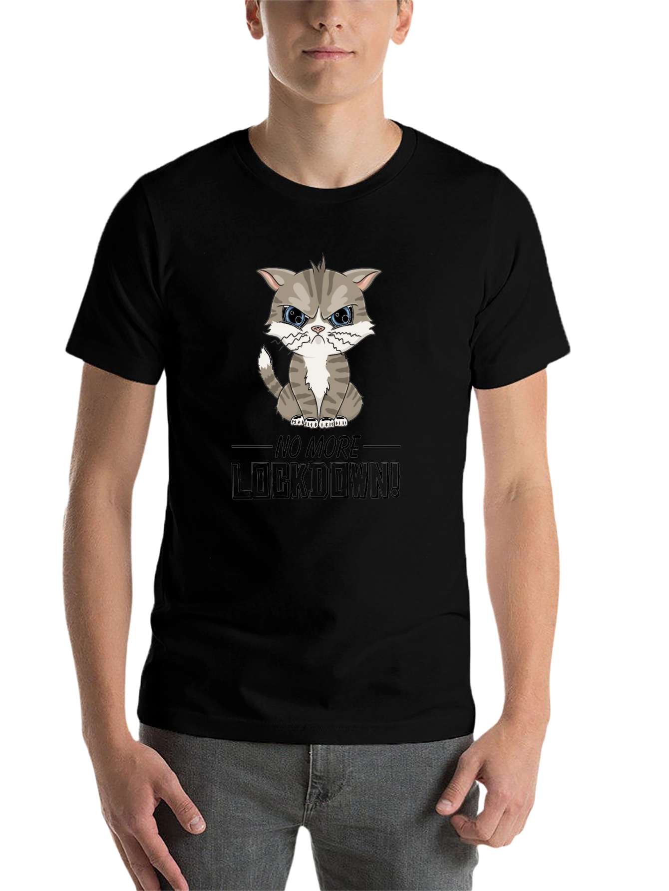 Black Grumpy Cat Lockdown T-Shirt view 7
