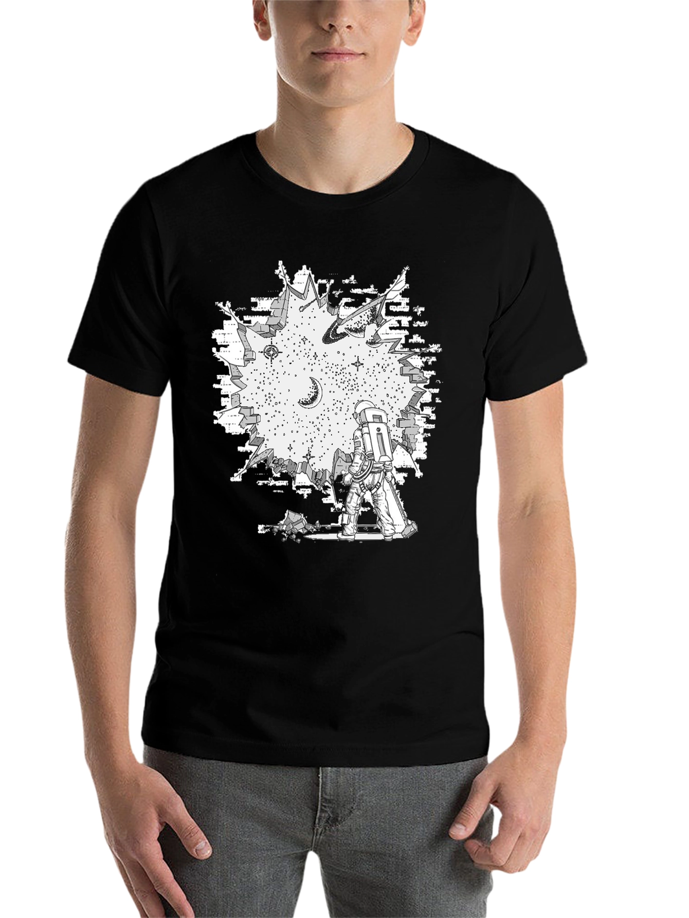 Black Astronaut Wall Break Graphic T-Shirt view 7