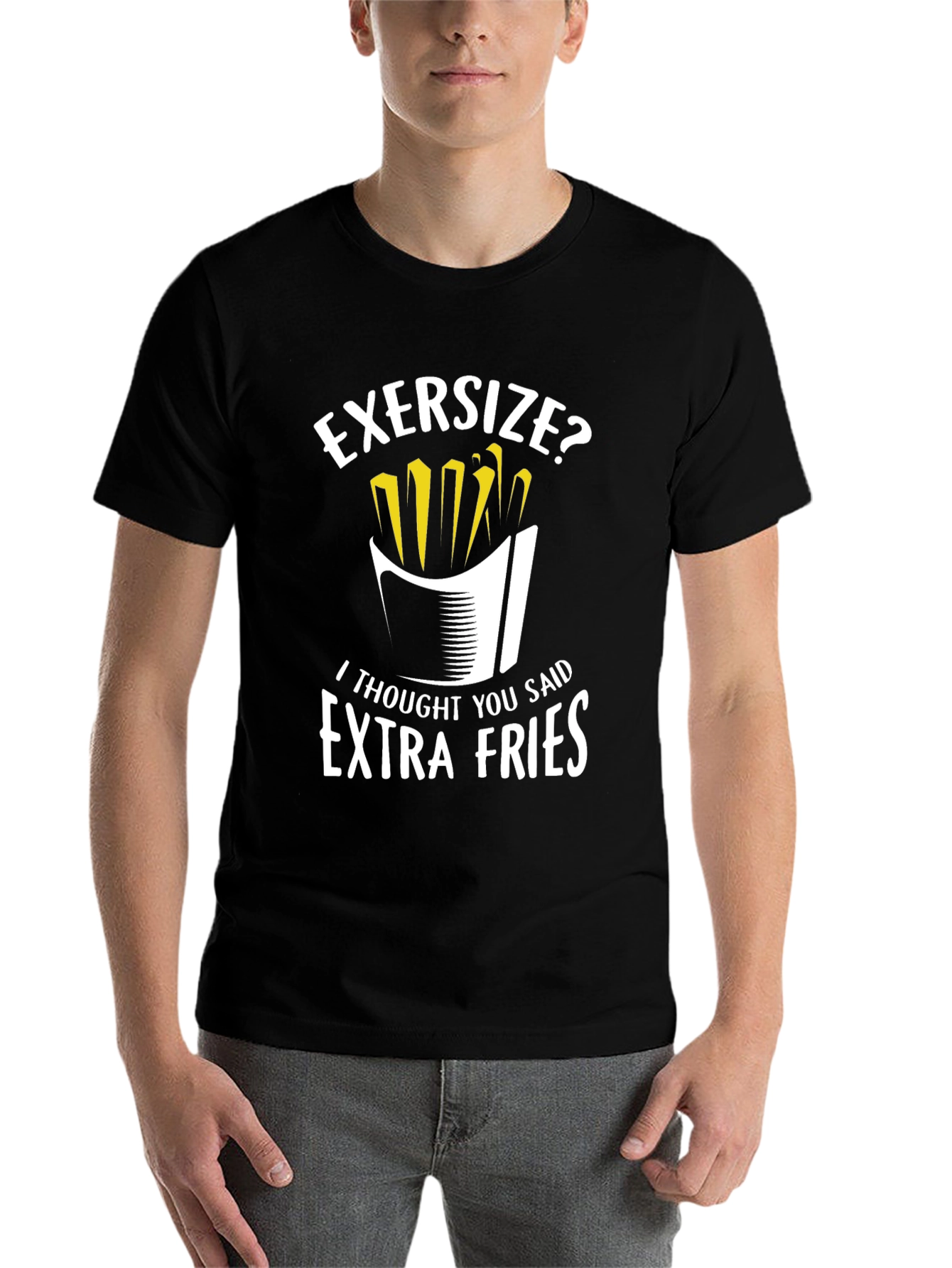 Black Funny 'Extra Fries' Graphic T-Shirt view 7