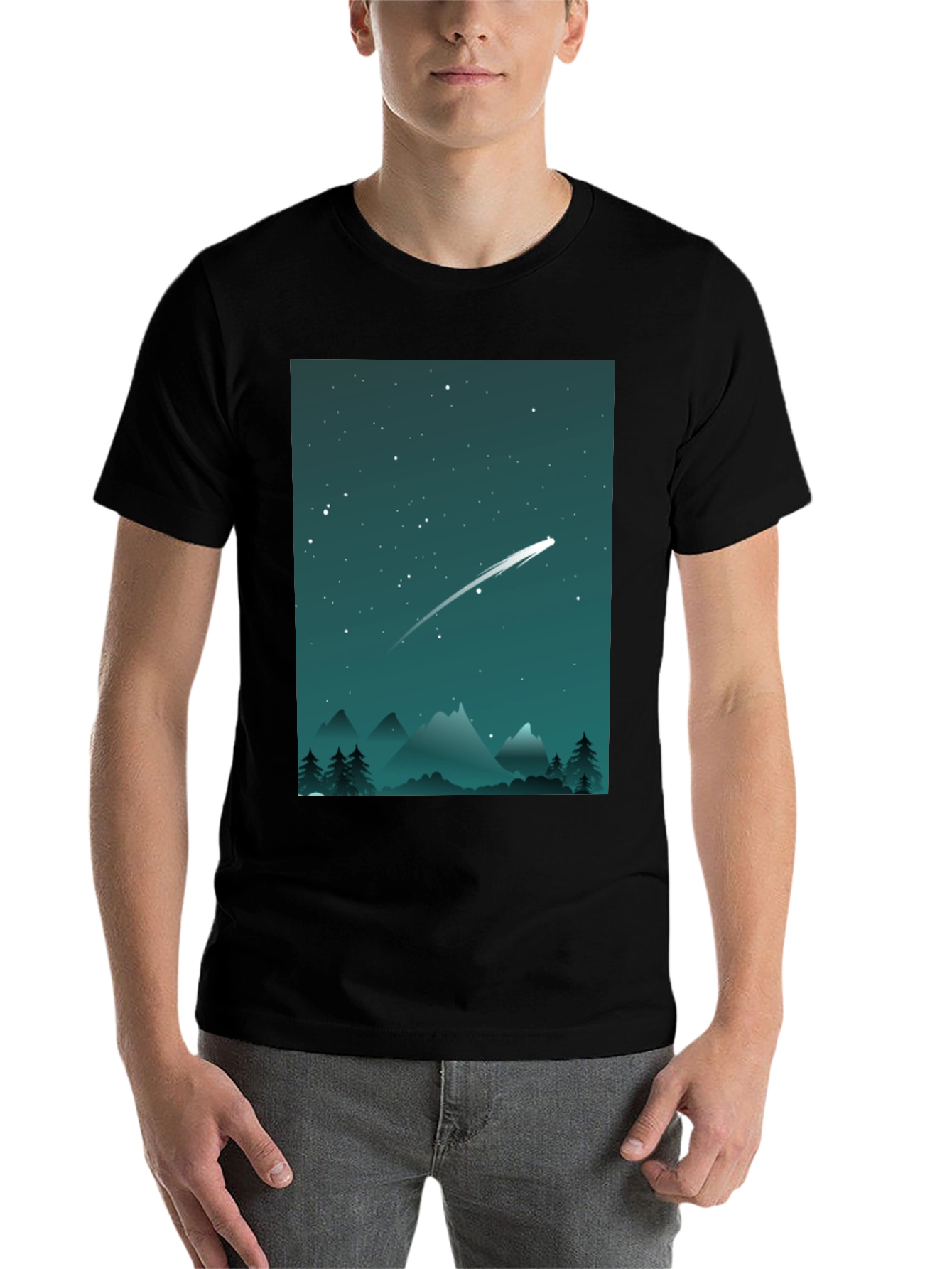 Black Starry Night T-Shirt - Celestial Adventure view 7