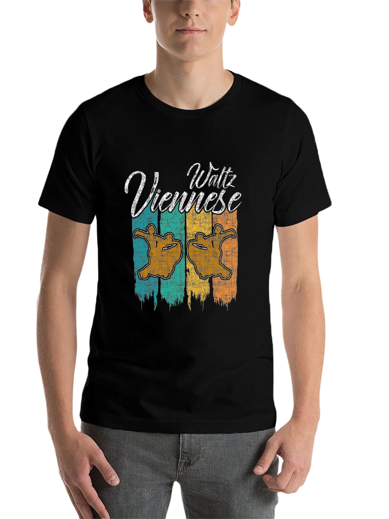 Black Viennese Waltz Retro Graphic T-Shirt view 7