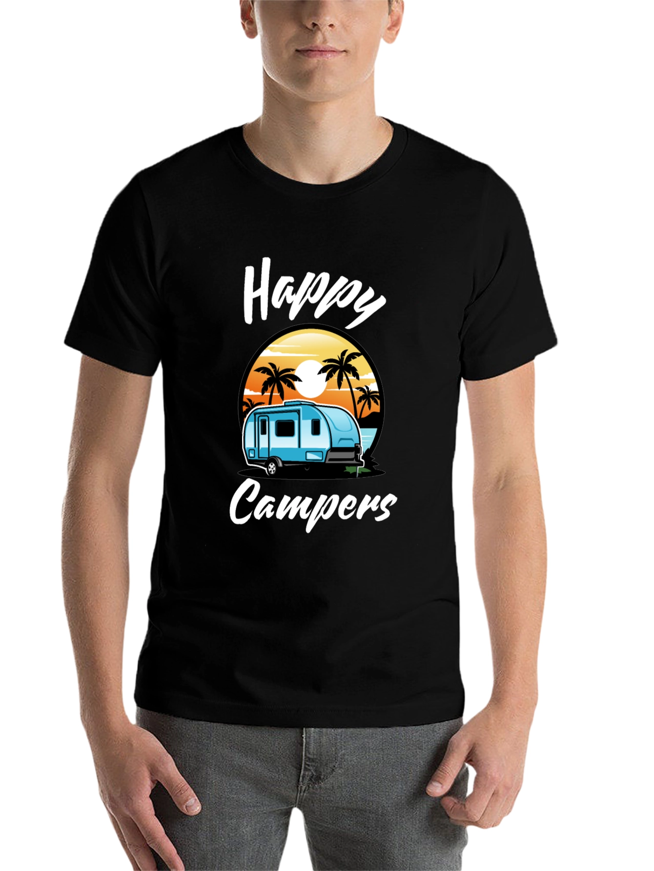 Black Happy Campers Graphic Tee view 7