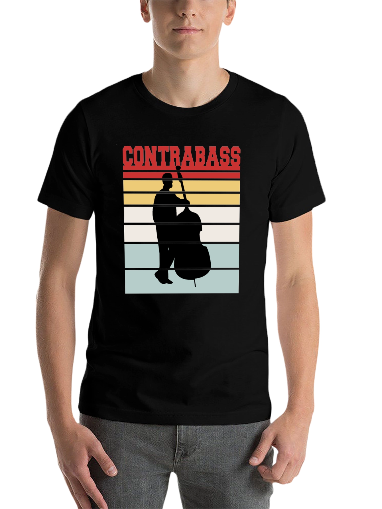 Black Contrabass Player Retro T-Shirt Music Lover Gift view 7