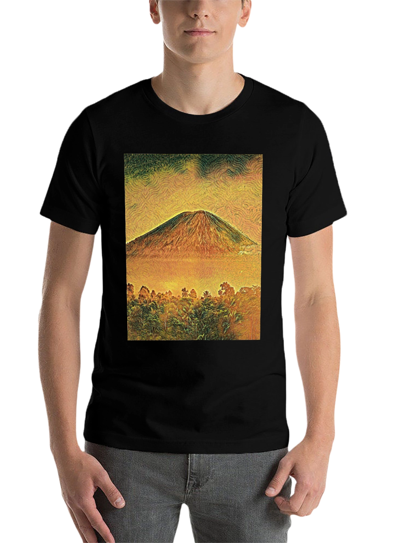 Black Mountain View Graphic Tee - Black Unisex T-Shirt view 7