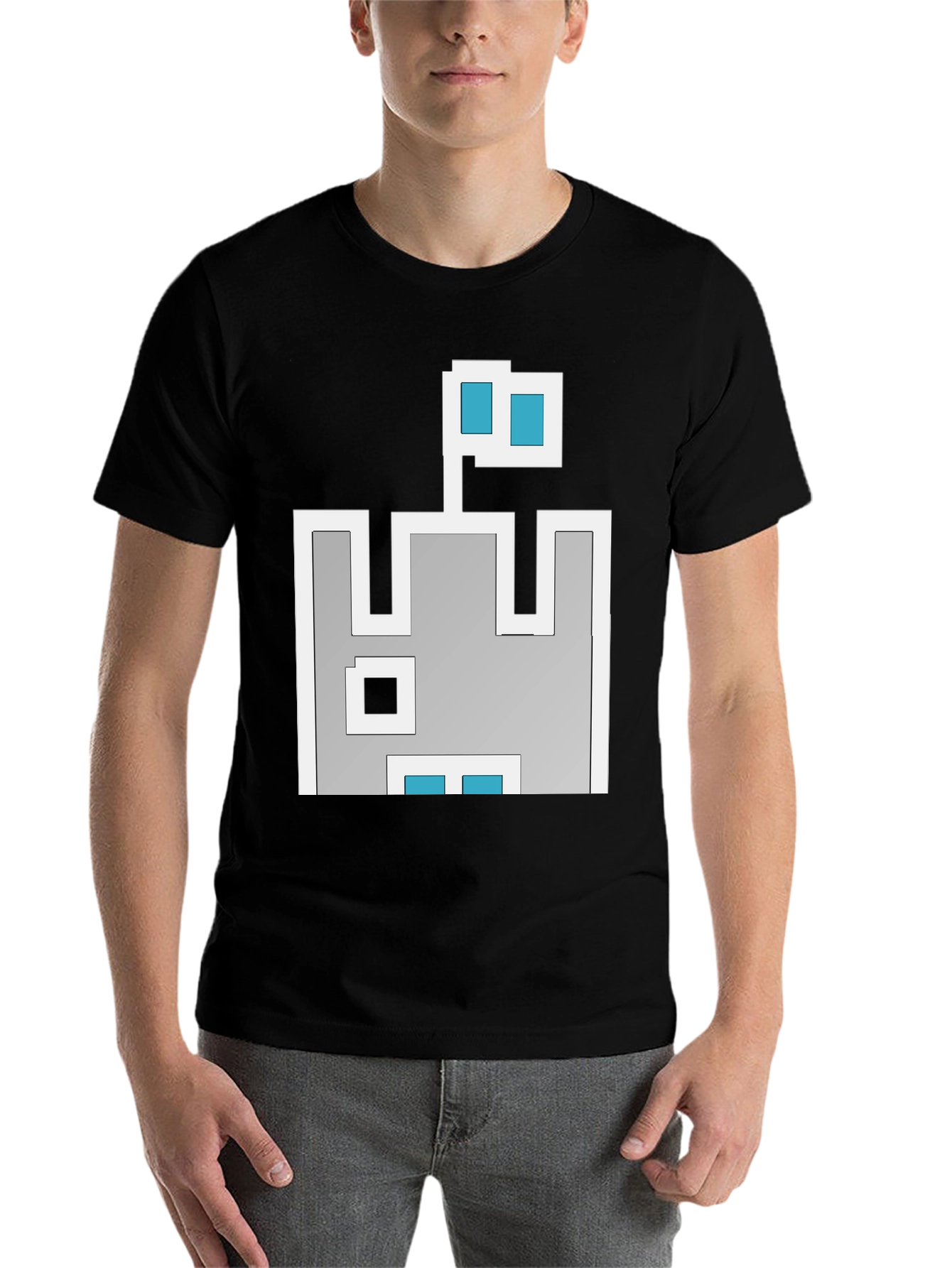Black Retro Pixel Castle T-Shirt - Black view 7