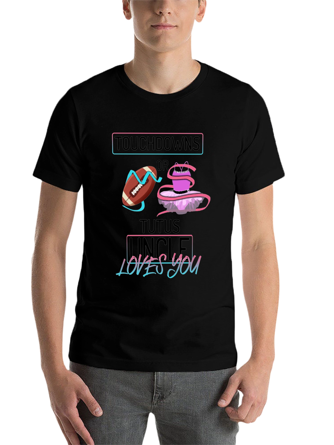 Black Touchdowns or Tutus Uncle Loves You Graphic T-Shirt view 7