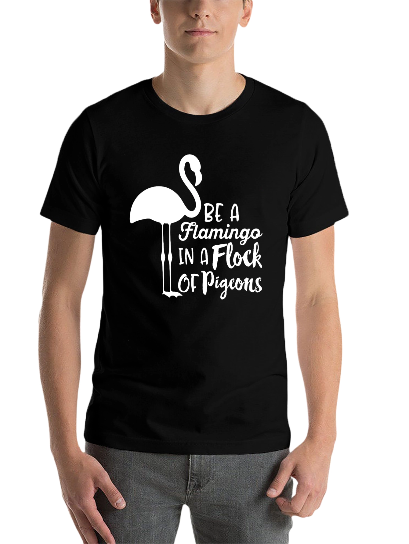 Black Be a Flamingo T-Shirt: Stylish Graphic Tee view 7